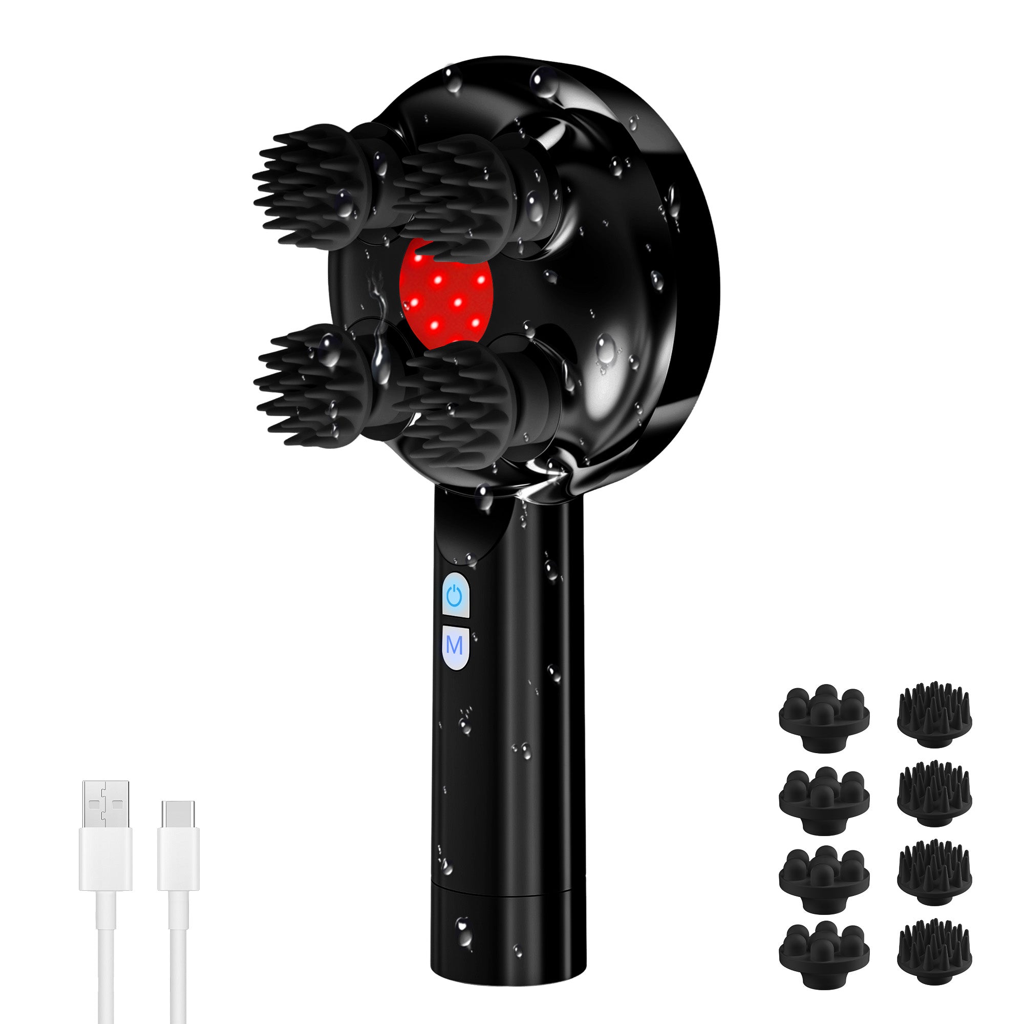 COMFIER Handheld Scalp Massager Hair Growth, Cordless Hair Head Massager with 3 Modes & 8 Silicone Claws, IPX7 Waterproof Body Massager for Stress Relax,Pet Massage,Head Scratcher