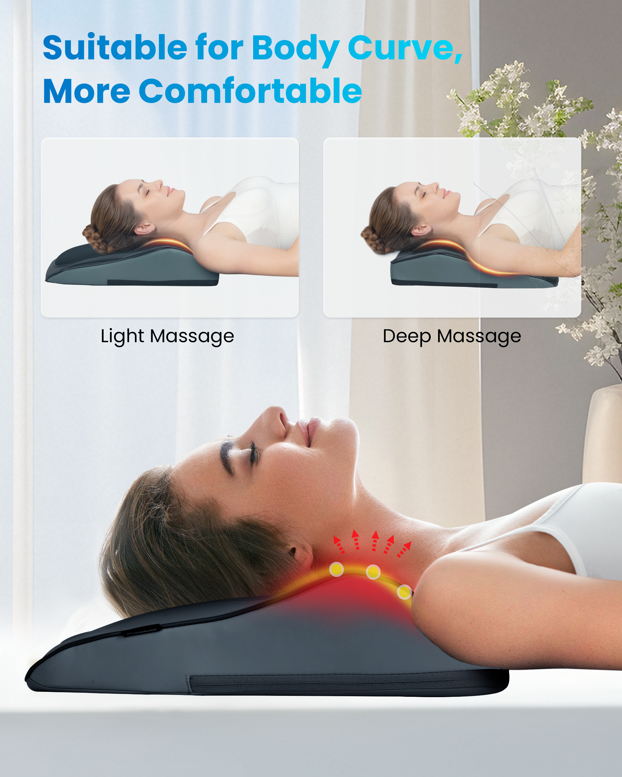 COMFIER Cordless Neck Massager with Heat, Vibration & Shiatsu Neck Back Massager for Pain Relief Deep Tissue, Rechargeable Shoulder Massager Pillow Portable CF-1228C