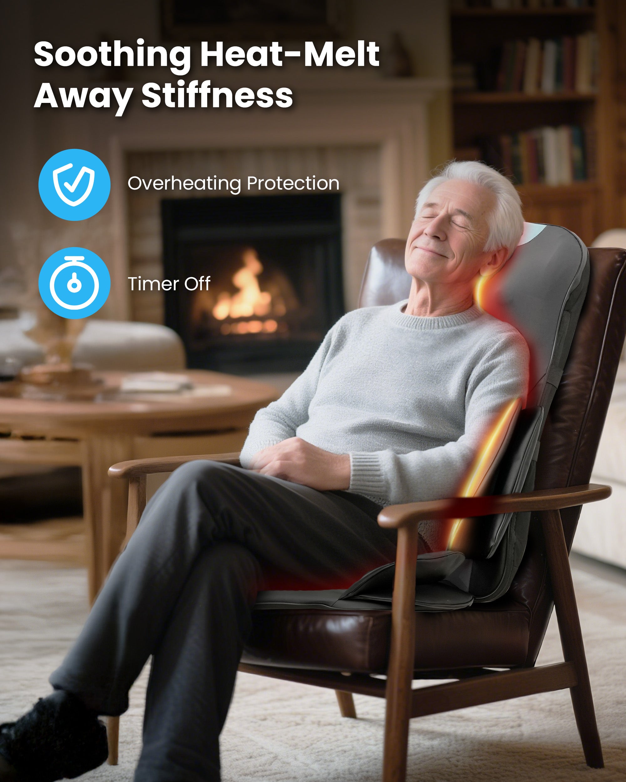 COMFIER Shiatsu Neck & Back Massager with Heat, Full Back Coverage Massage Chair Pad with 4D Kneading & Adjustable Neck Nodes, Waist & Hip Compression, for Home Office Use, Gifts for Men Women CF-2209