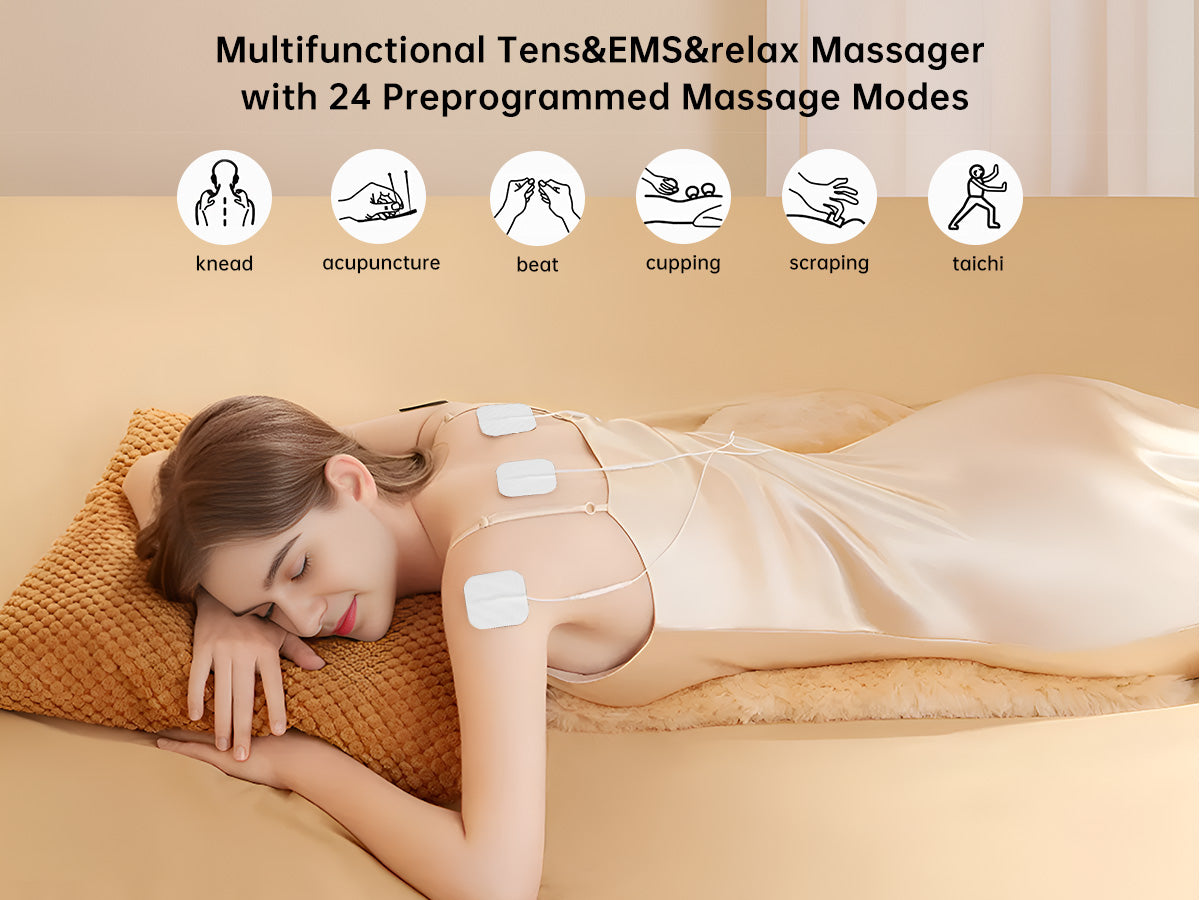 COMFIER Tens Unit Muscle Stimulator, EMS Muscle Relaxer, Intelligent Large  Touch Screen Tens Machine, 24 Modes & 2 Channels, 8 Pads Electric