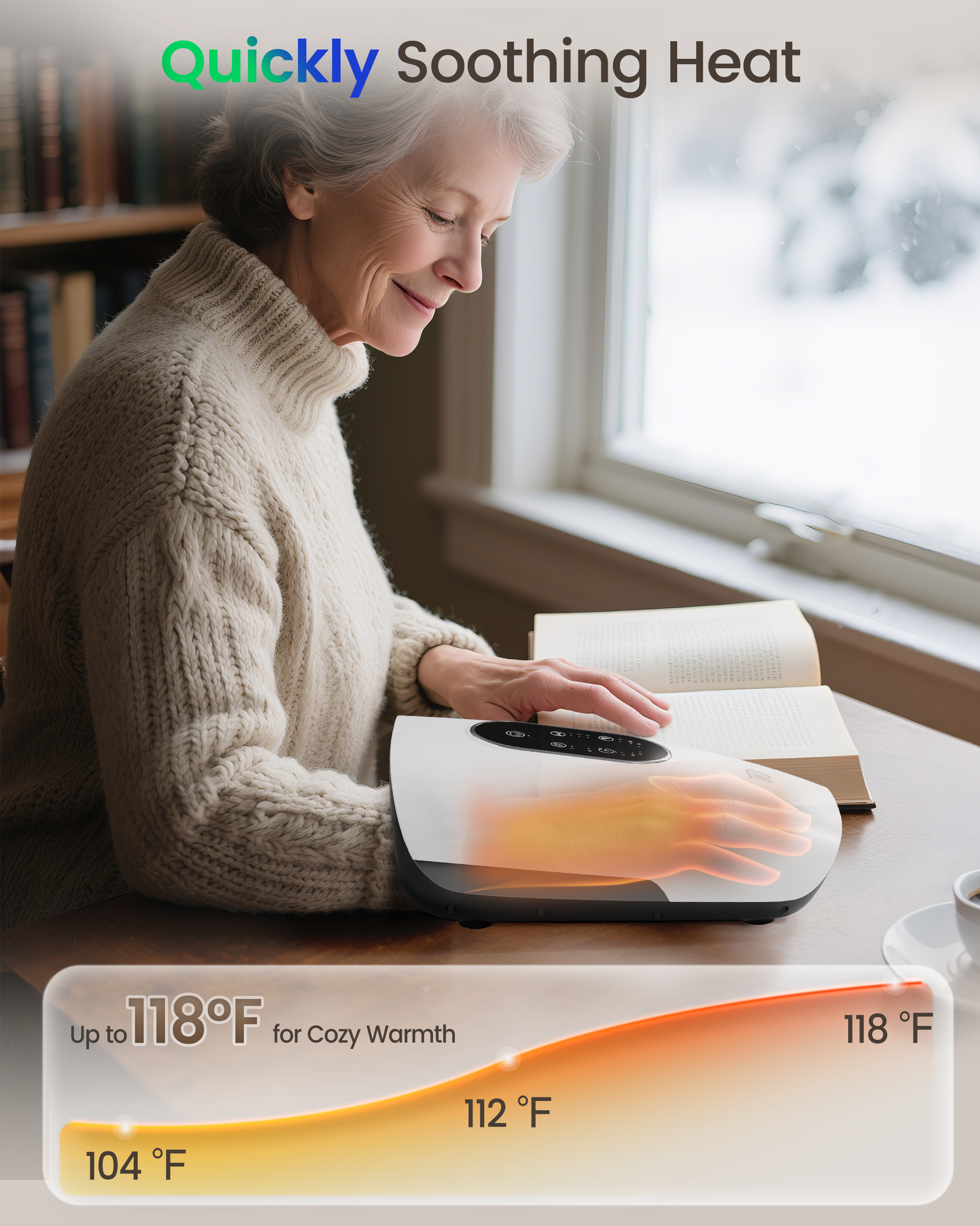 CILI Larger Size Hand Massager with Heat and Compression, USB-C Rechargeable