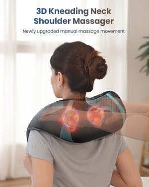 Upgraded 3D kneading nodes deliver shiatsu neck and back massager with heat, turning any chair into a powerful massage chair pad