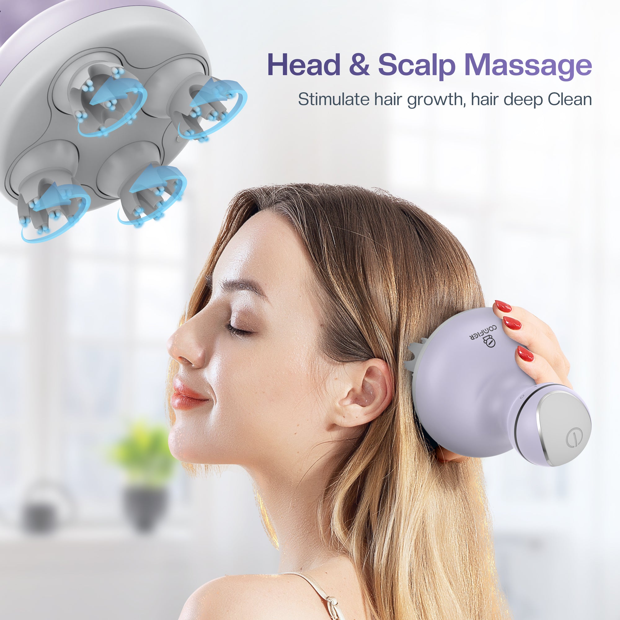 Comfier Cordless Hair Scalp Massager,head massager for Hair Growth, Deep Clean and Stress Relax (PURPLE) - 4902P