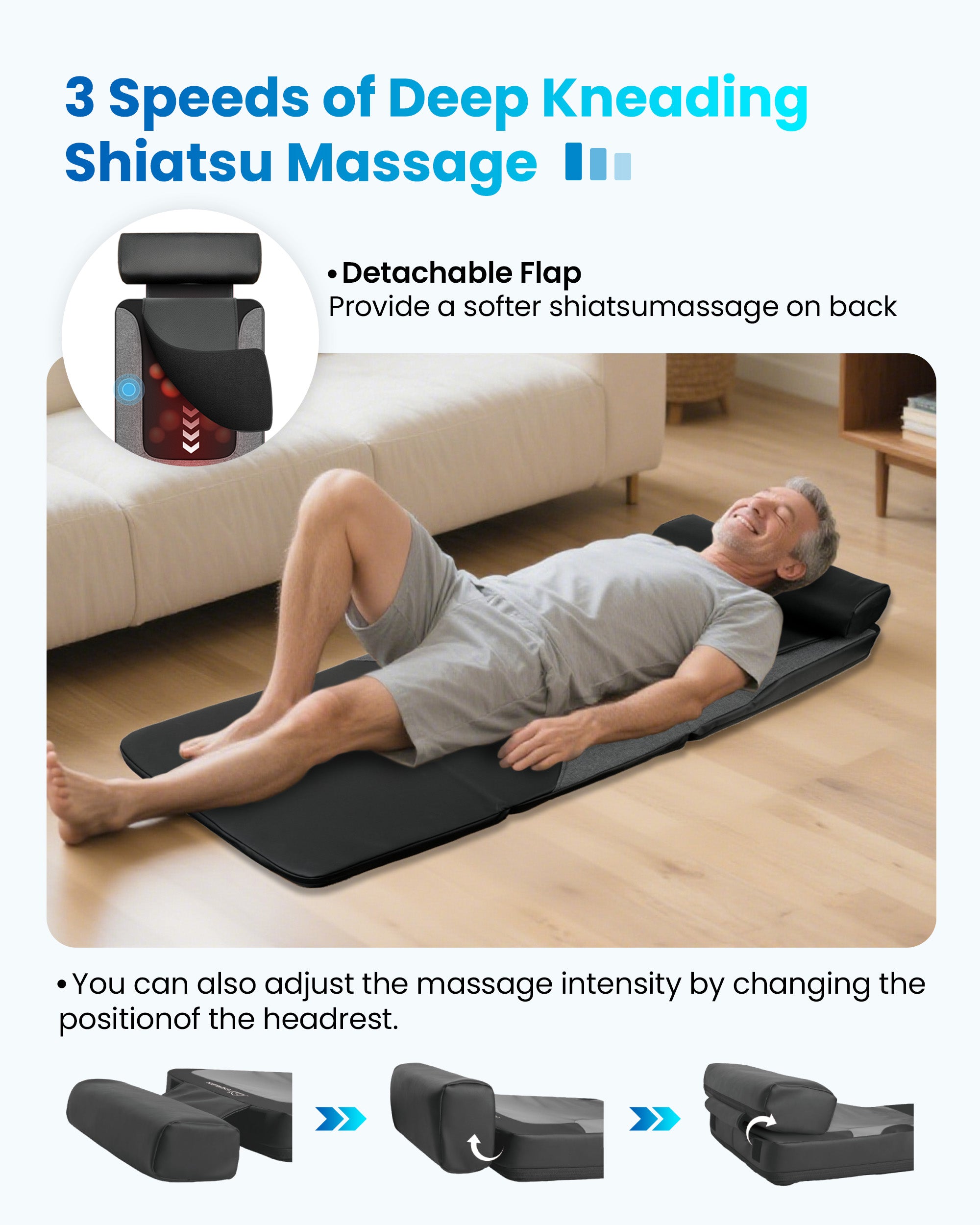 COMFIER Shiatsu Full Body Massage Mat with Heat, Back Massage Pad, Deep Tissue Kneading & Vibration Heating Chair Massager CF-3407