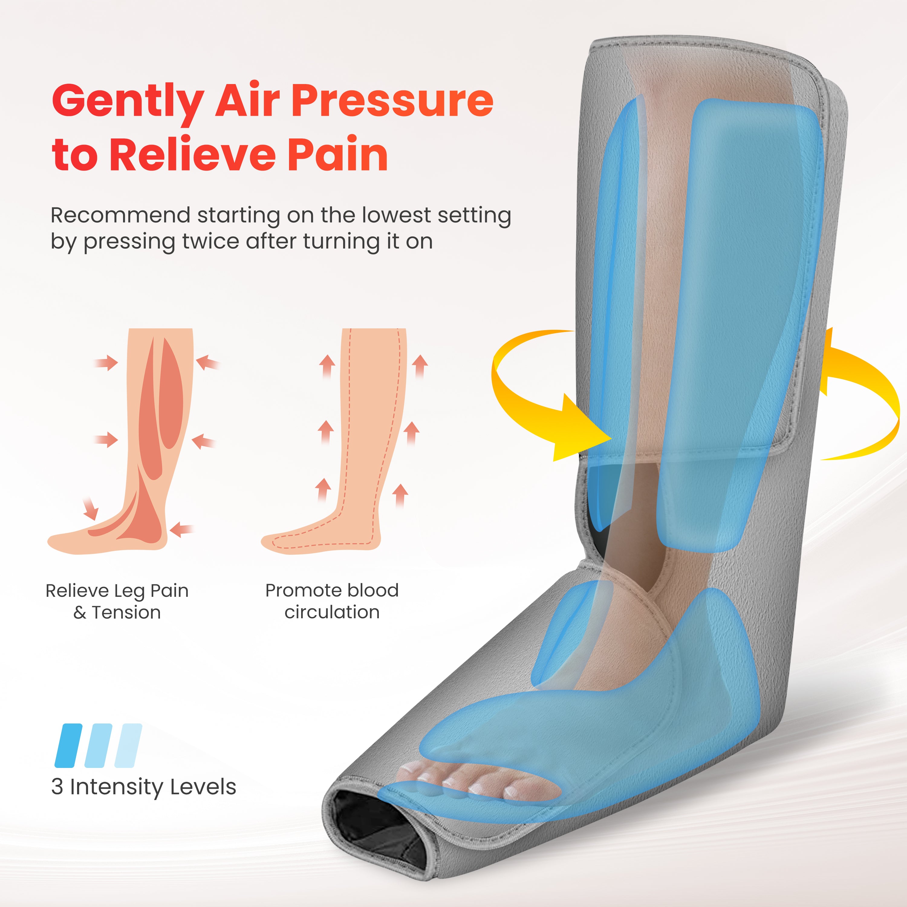 COMFIER Leg Massager for Circulation with Heat, Air Compression Calf Massager Pain Relief CF-EMK701