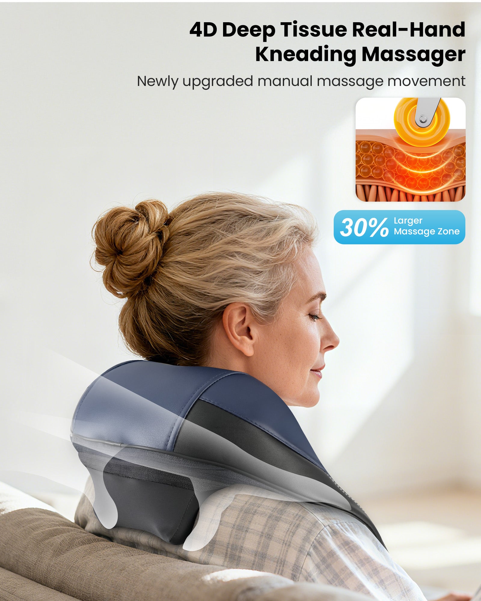 COMFEIR Shiatsu Neck Massager with Heat, Cordless Neck and Shoulder Massager for Pain Relief Deep Tissue, Rechargeable Gifts CF-6702