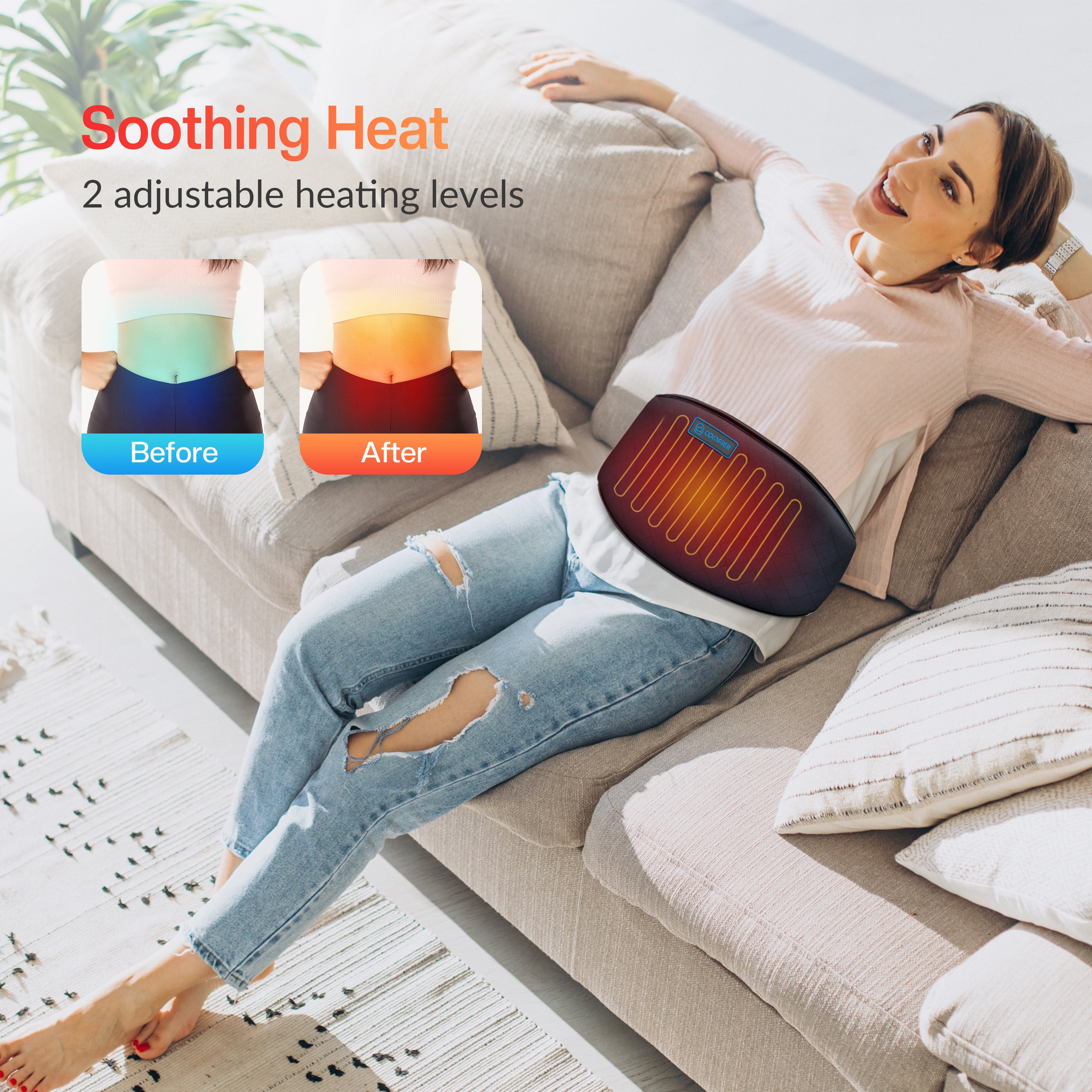 COMFIER Cordless Heating Pad for Back Pain Relief with heat - CF-6006C