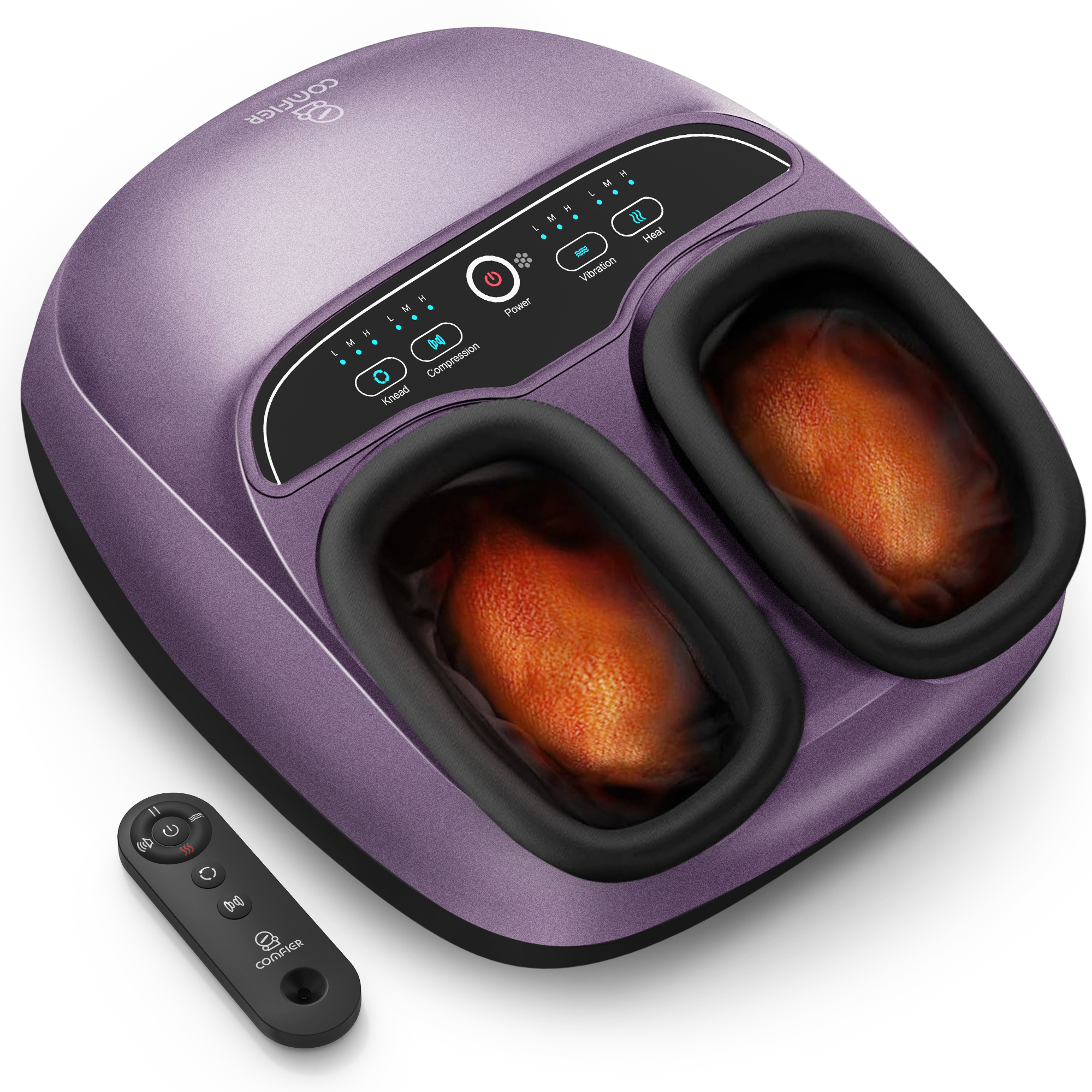 COMFIER Foot Massager Machine with Heat, Shiatsu Feet Massager for Plantar Fasciitis Neuropathy, Remote Control, UP to Men Size 13 CF-5310