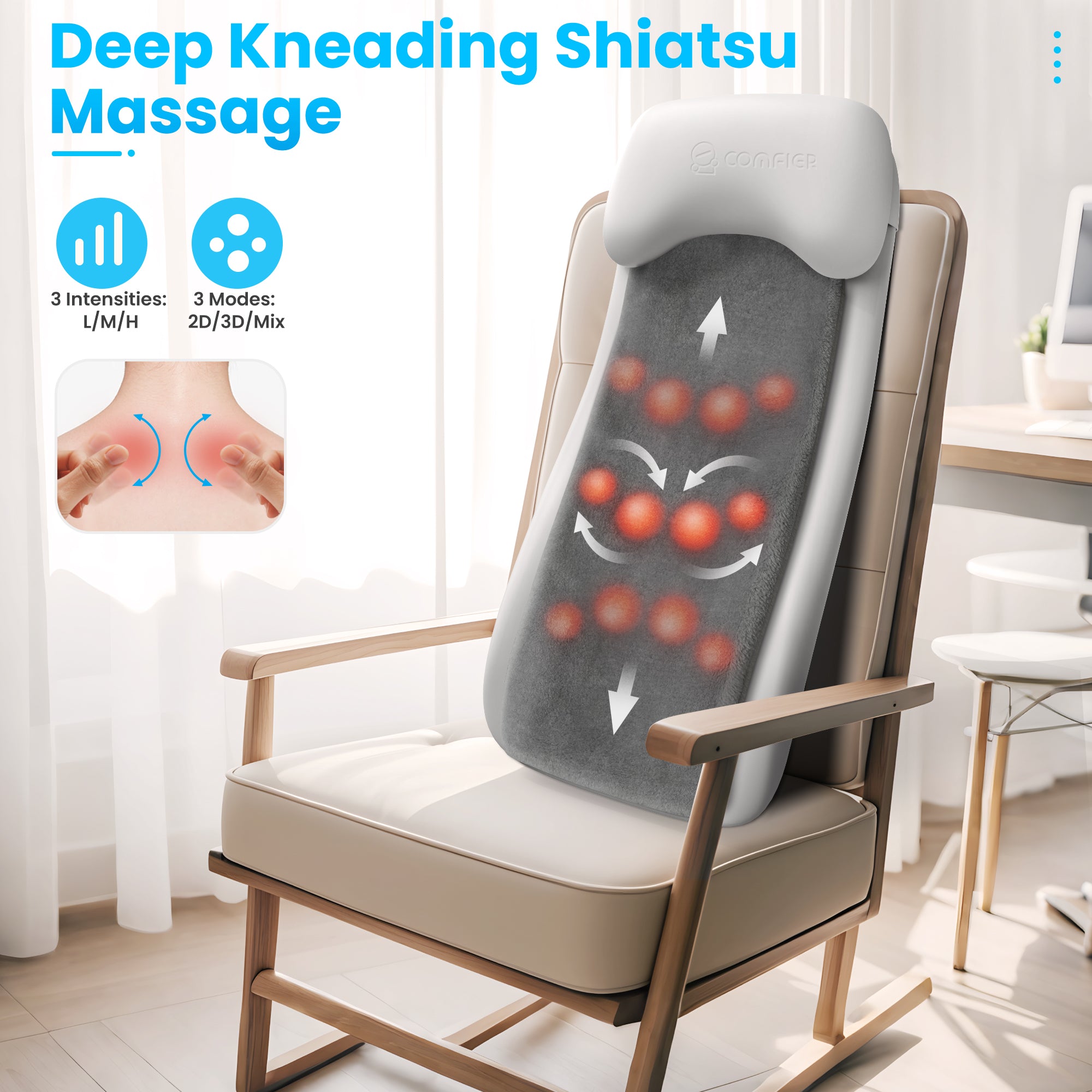 Cordless Back Massage Chair Pad with Multi Functions - 2311B