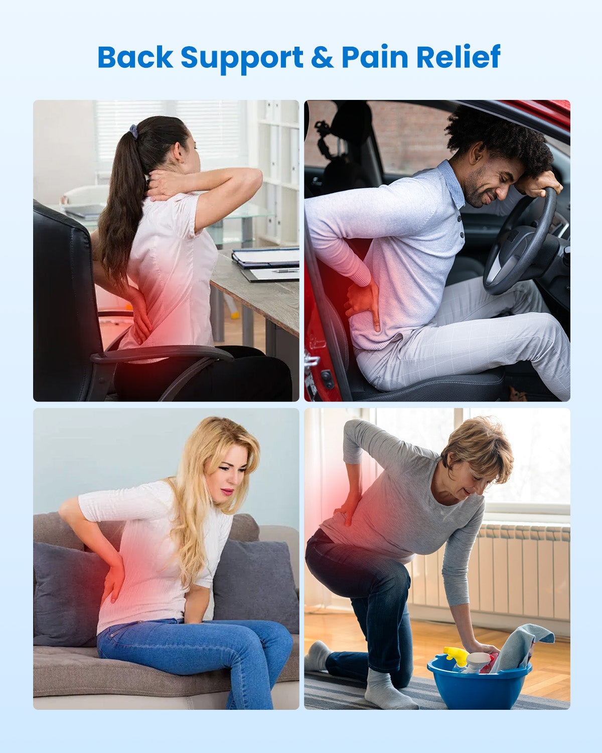 COMFIER Lumbar Support Pillow for Office Chair, Vibration Massage Back Support with Heat, Heated Back Lumbar Pillow for Chair Massager, for Car,Office Computer Gaming Chair-Gray CF-1428