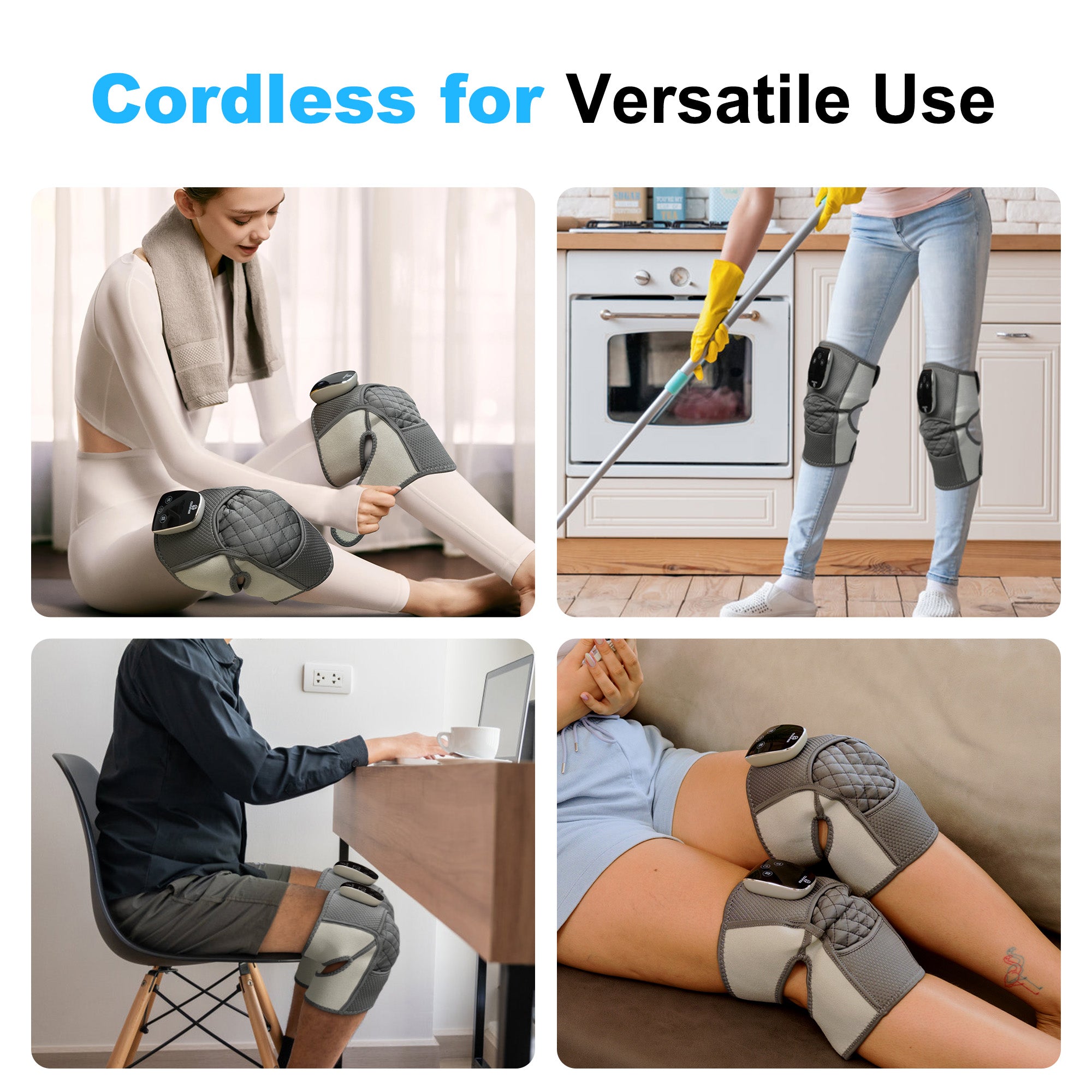 COMFIER Cordless Knee Massager with Heat, Vibration Knee Brace Wrap for Arthritis Pain Relief, 3-in-1 Heating Pad for Knee Shoulder Elbow, Knee Warmer, Electric Knee Support Pad Sleeve (Pair Pack) CF-5321
