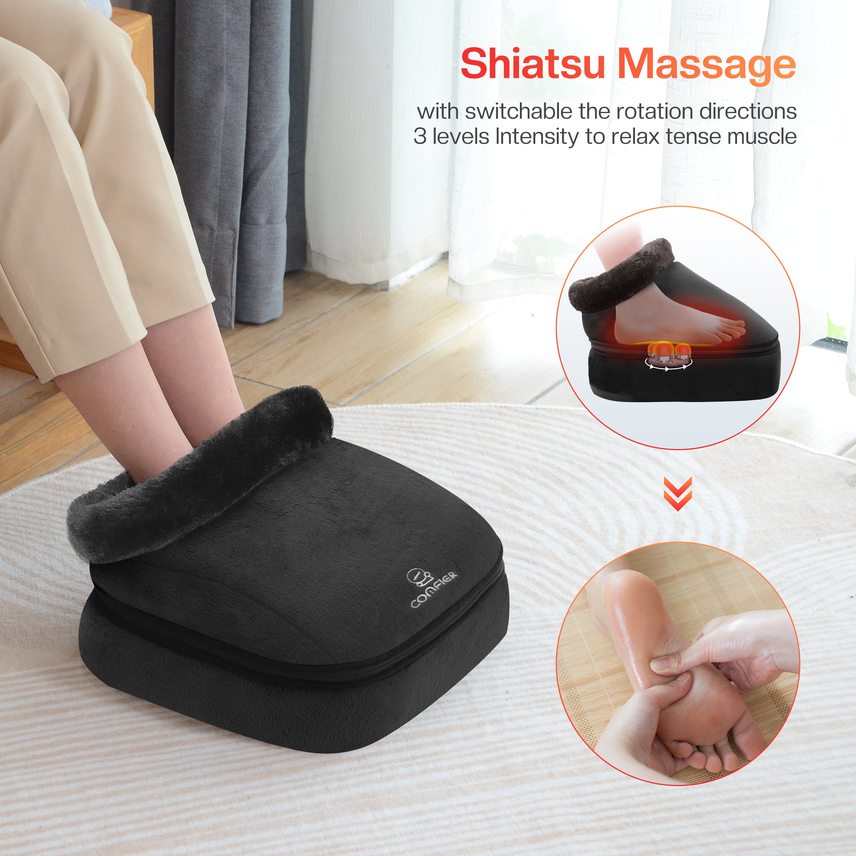 COMFIER Shiatsu Feet Massager Machine with Heat -5202N