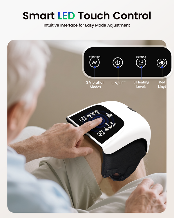 CILI Cordless Knee Massager with Heat, Red Light Knee Massager for Pain Relief, Heated Knee Brace with 3 Heat & 3 Vibration Levels, Heating Pad for Knee Pain