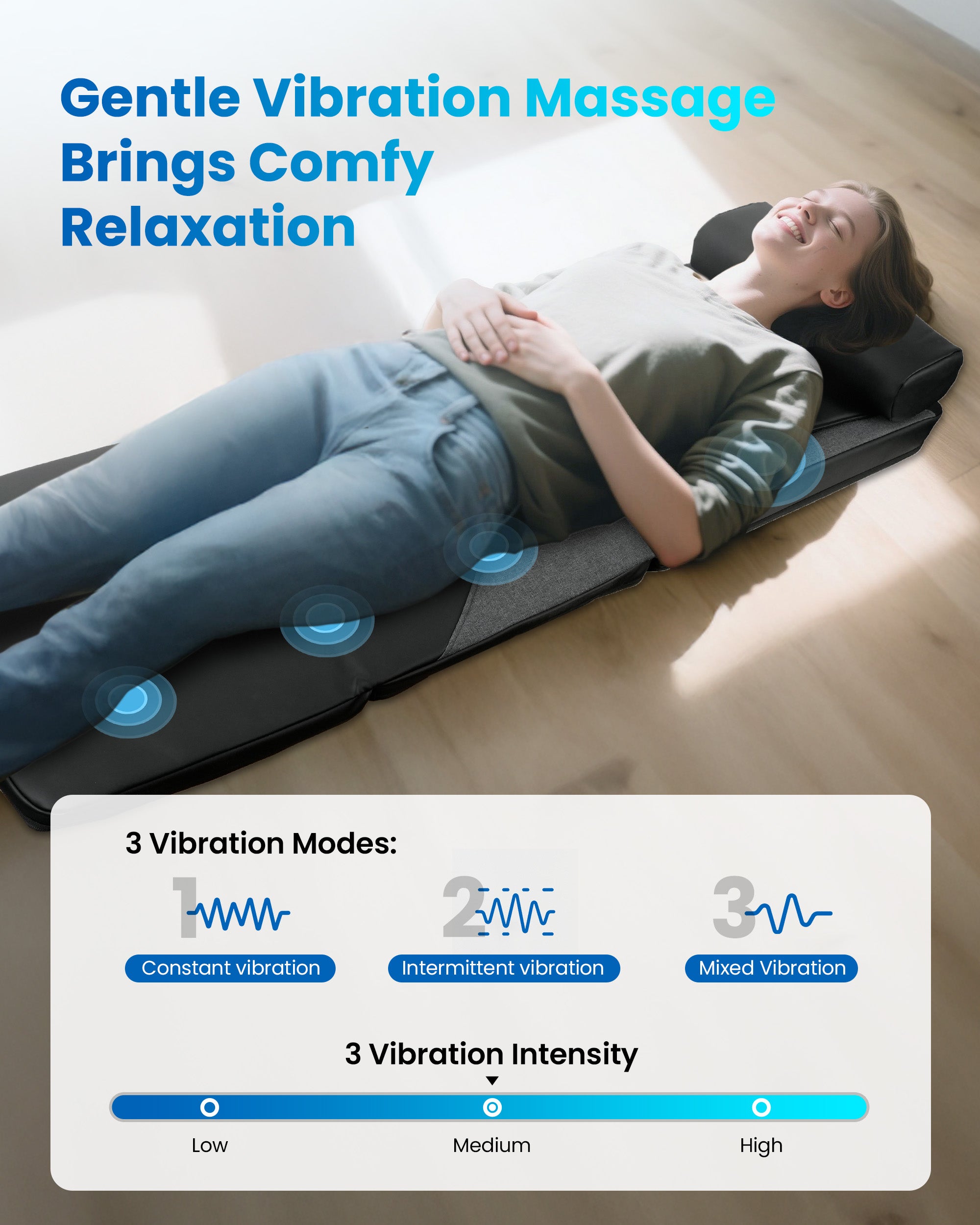 COMFIER Shiatsu Full Body Massage Mat with Heat, Back Massage Pad, Deep Tissue Kneading & Vibration Heating Chair Massager CF-3407