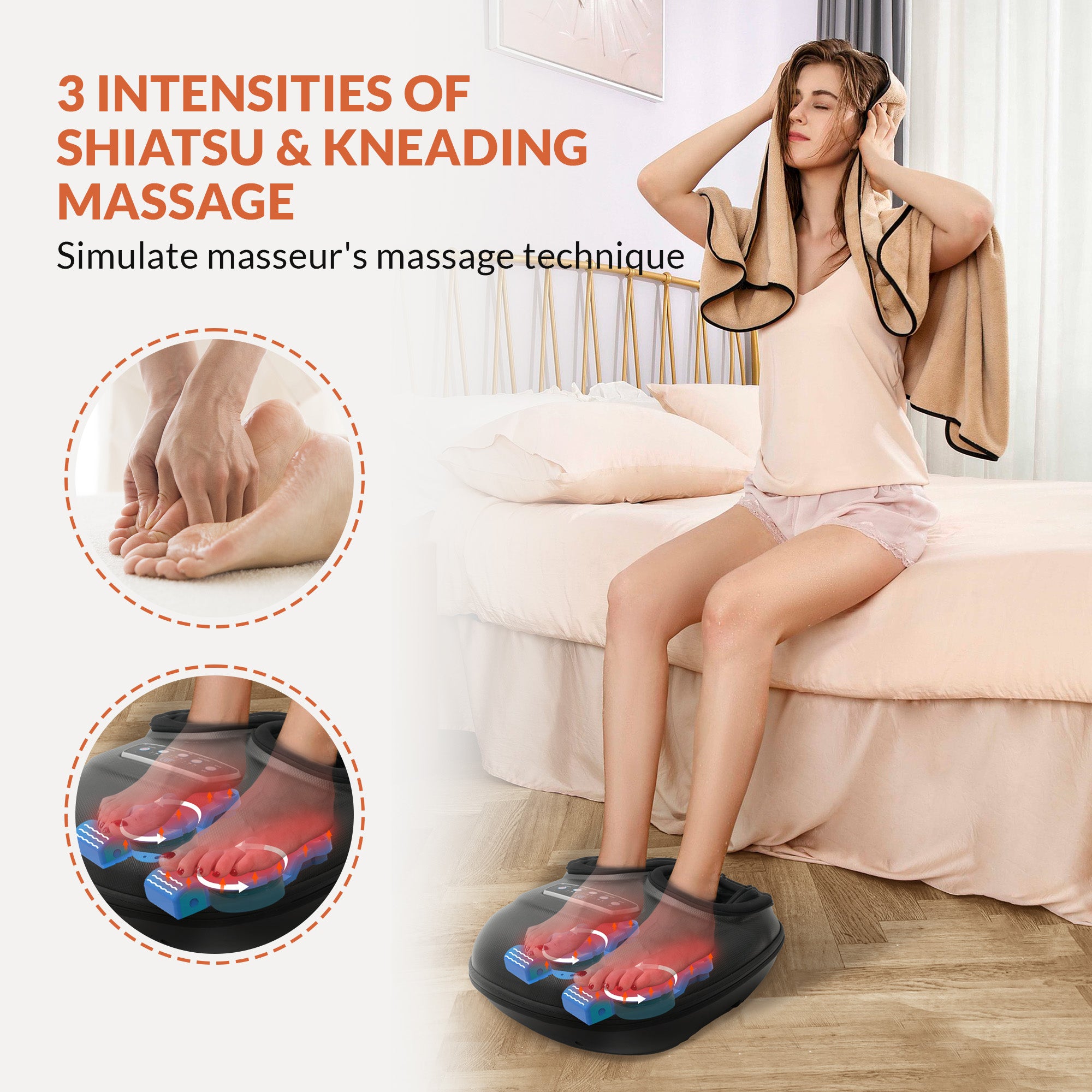Comfier Foot Massager Machine, Feet Massager With 3 Kneading Intensities, Detachable Foot Sleeve, Foot Massager Plantar Fasciitis Relief, Shiatsu Foot Massager Fits Size Up to 13 (Black)  CF-5225