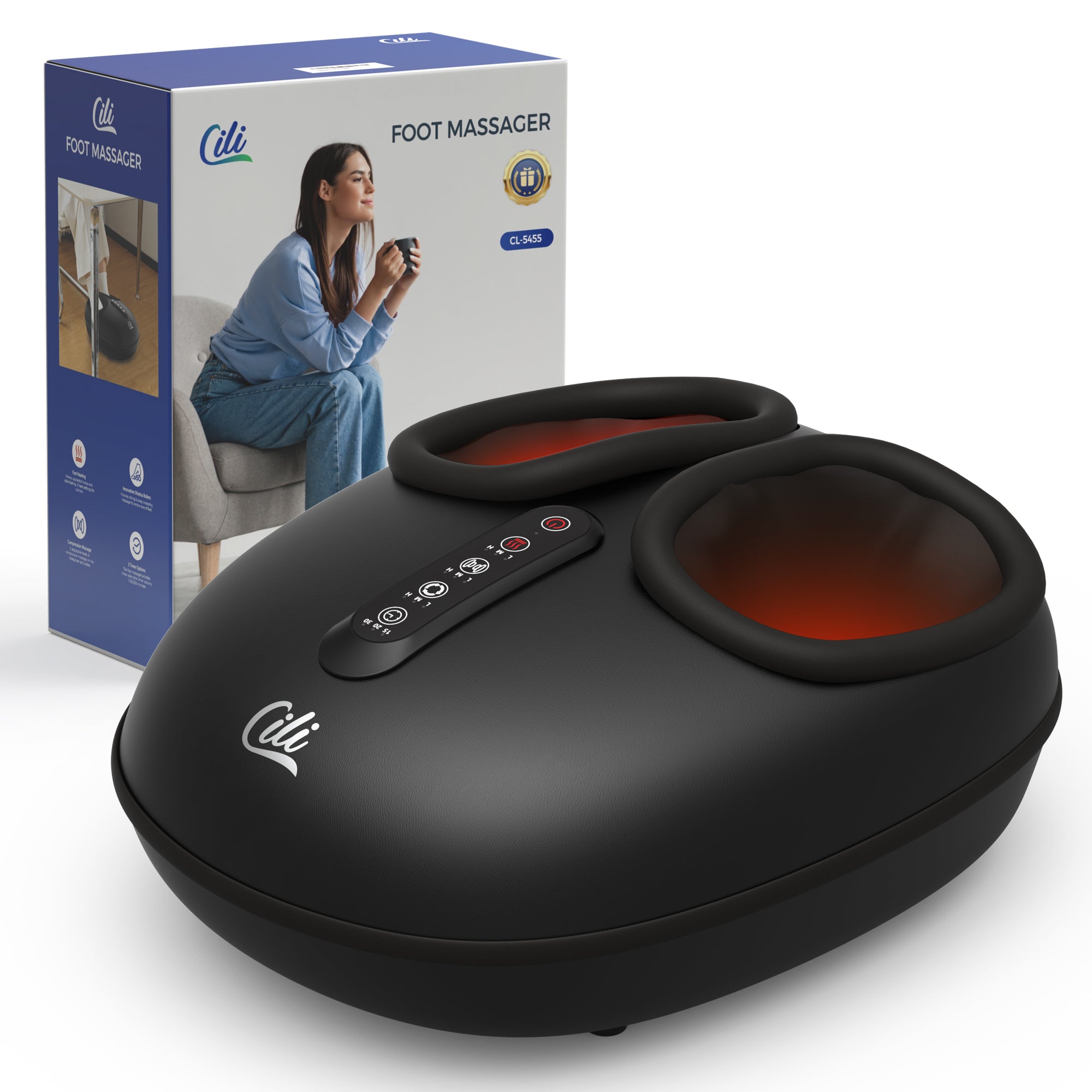 CILI Shiatsu Foot Massager with Heat, Kneading, Rolling,Electric Feet Massager for Plantar Fasciitis CL-5455