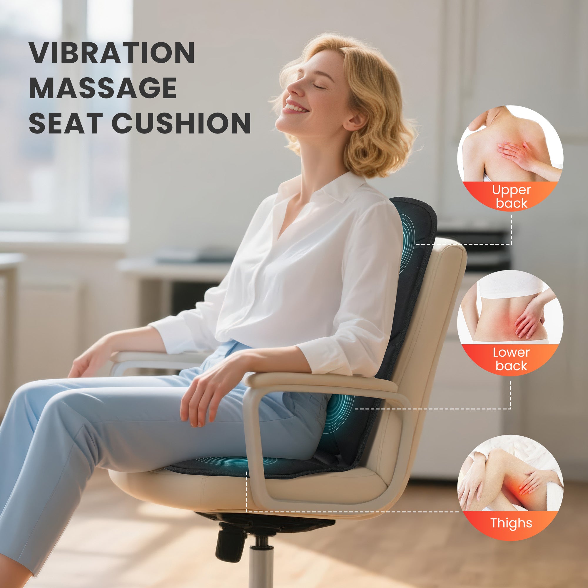 Vibration Back Massager with heat, Seat Cushion Massager Chair Pad for Home, Office, Car - 2517 Vibration Back Massager with heat, Seat Cushion Massager Chair Pad for Home, Office, Car - 2517