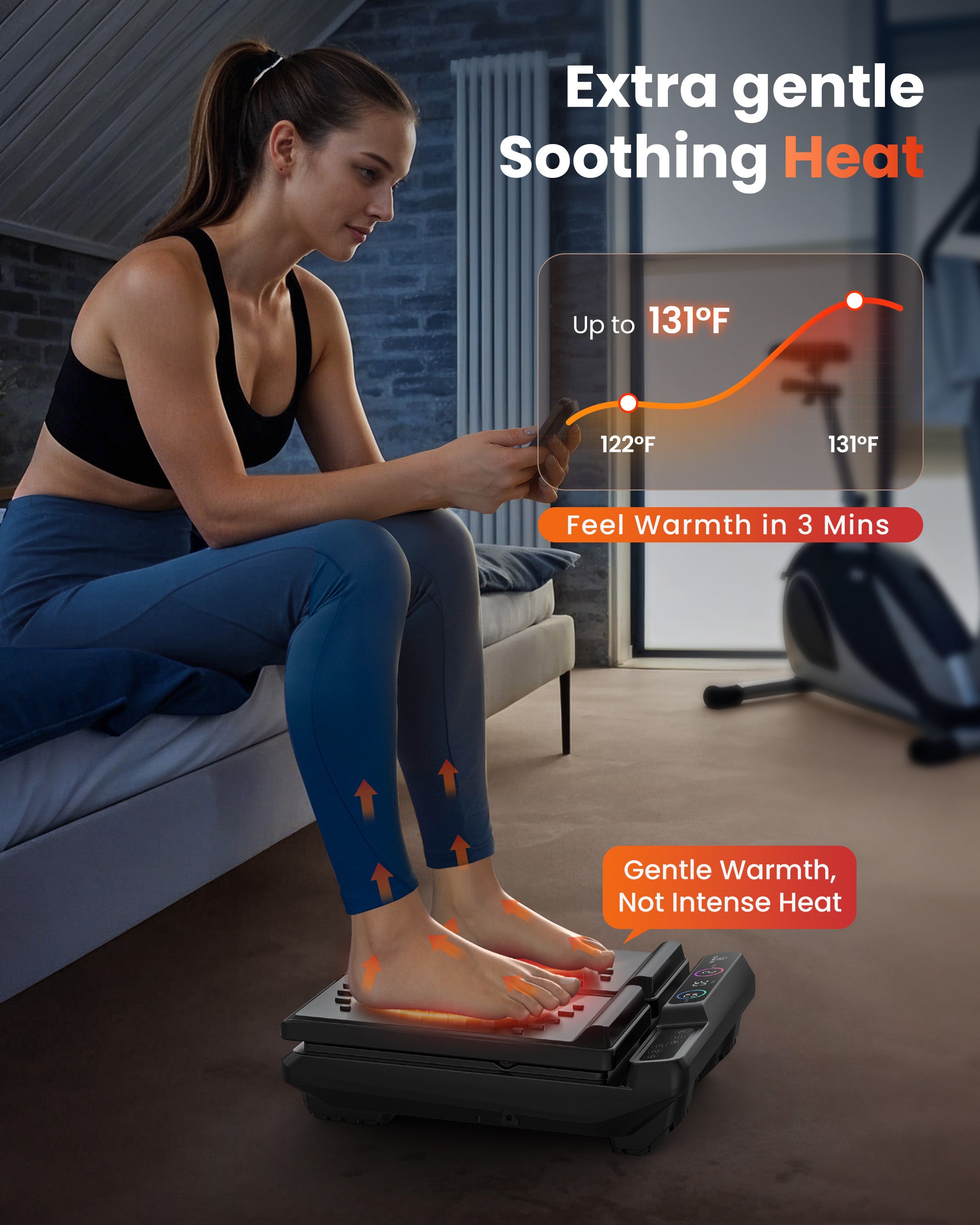 COMFIER Foot Massager for Neuropathy, Plantar Fasciitis, High-Frequency Vibration Feet Massager with Heat, 30 Speed Levels & 3 Angles Relax Calf Leg and Foot for Circulation Pain Relief, Remote Control CF-5324