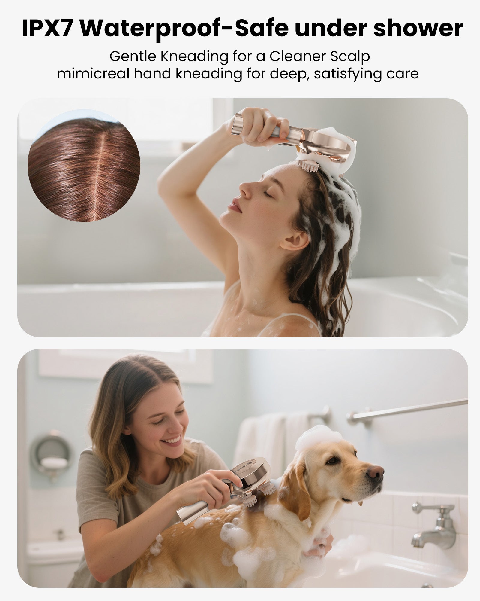COMFIER Handheld Scalp Massager Hair Growth, Cordless Hair Head Massager with 3 Modes & 8 Silicone Claws, IPX7 Waterproof Body Massager for Stress Relax,Pet Massage,Head Scratcher