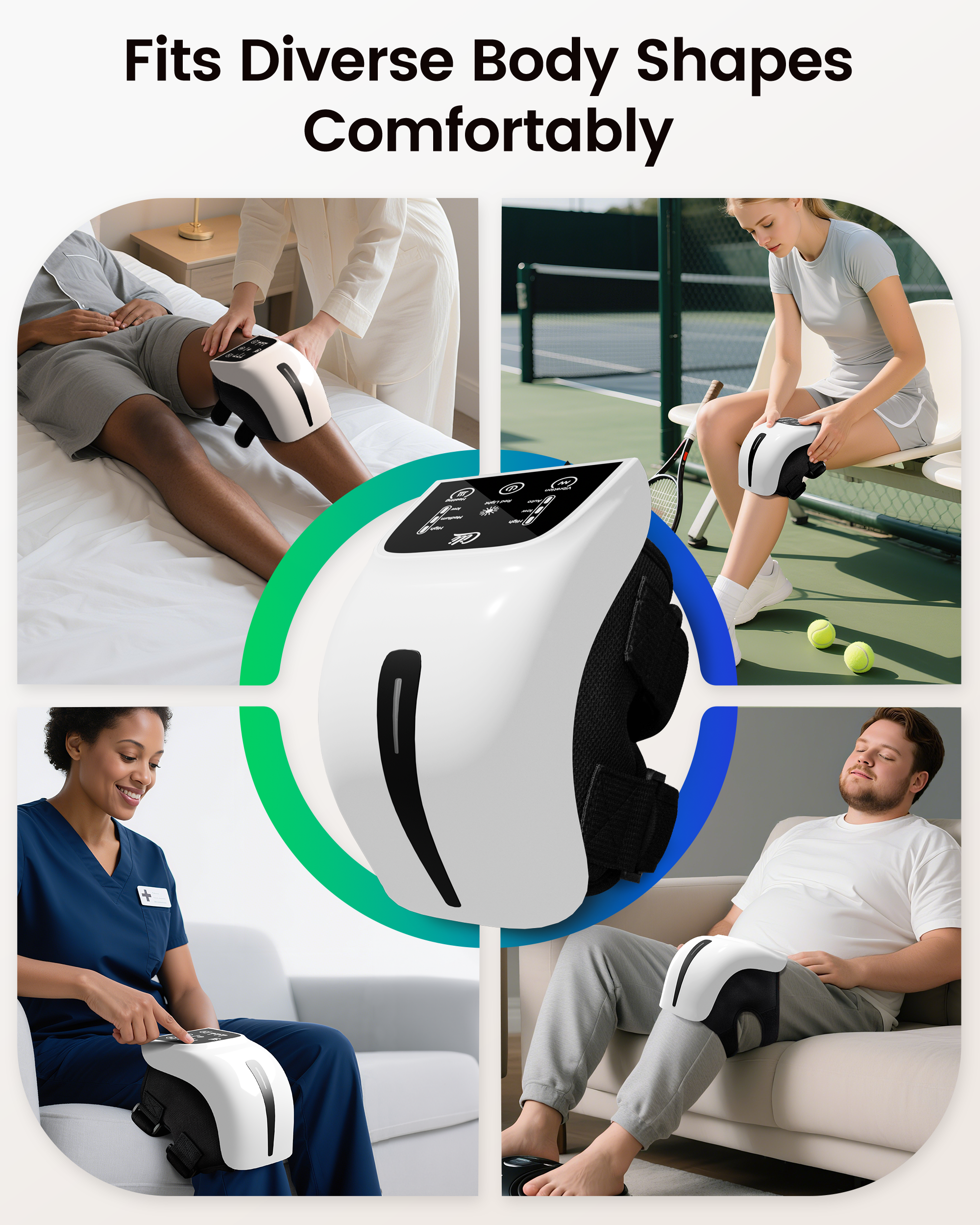 CILI Cordless Knee Massager with Heat, Red Light Knee Massager for Pain Relief, Heated Knee Brace with 3 Heat & 3 Vibration Levels CL-5504