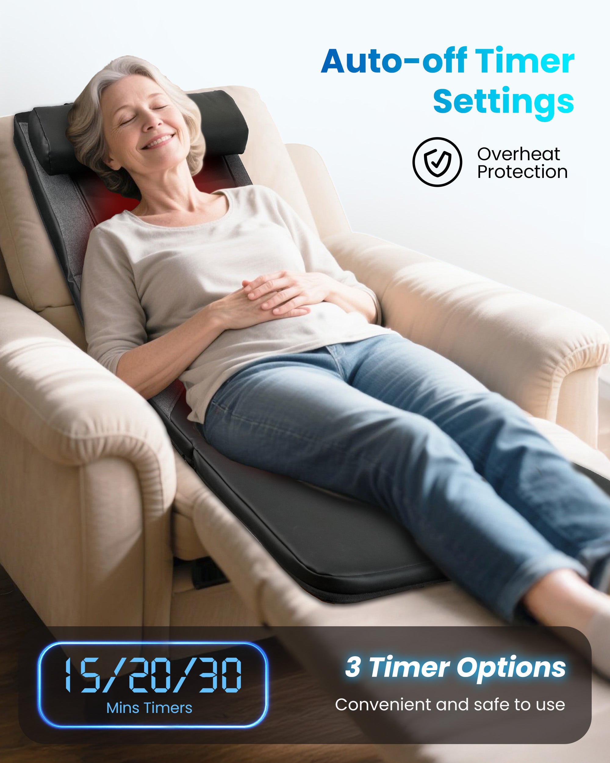 COMFIER Shiatsu Full Body Massage Mat with Heat, Back Massage Pad, Deep Tissue Kneading & Vibration Heating Chair Massager CF-3407