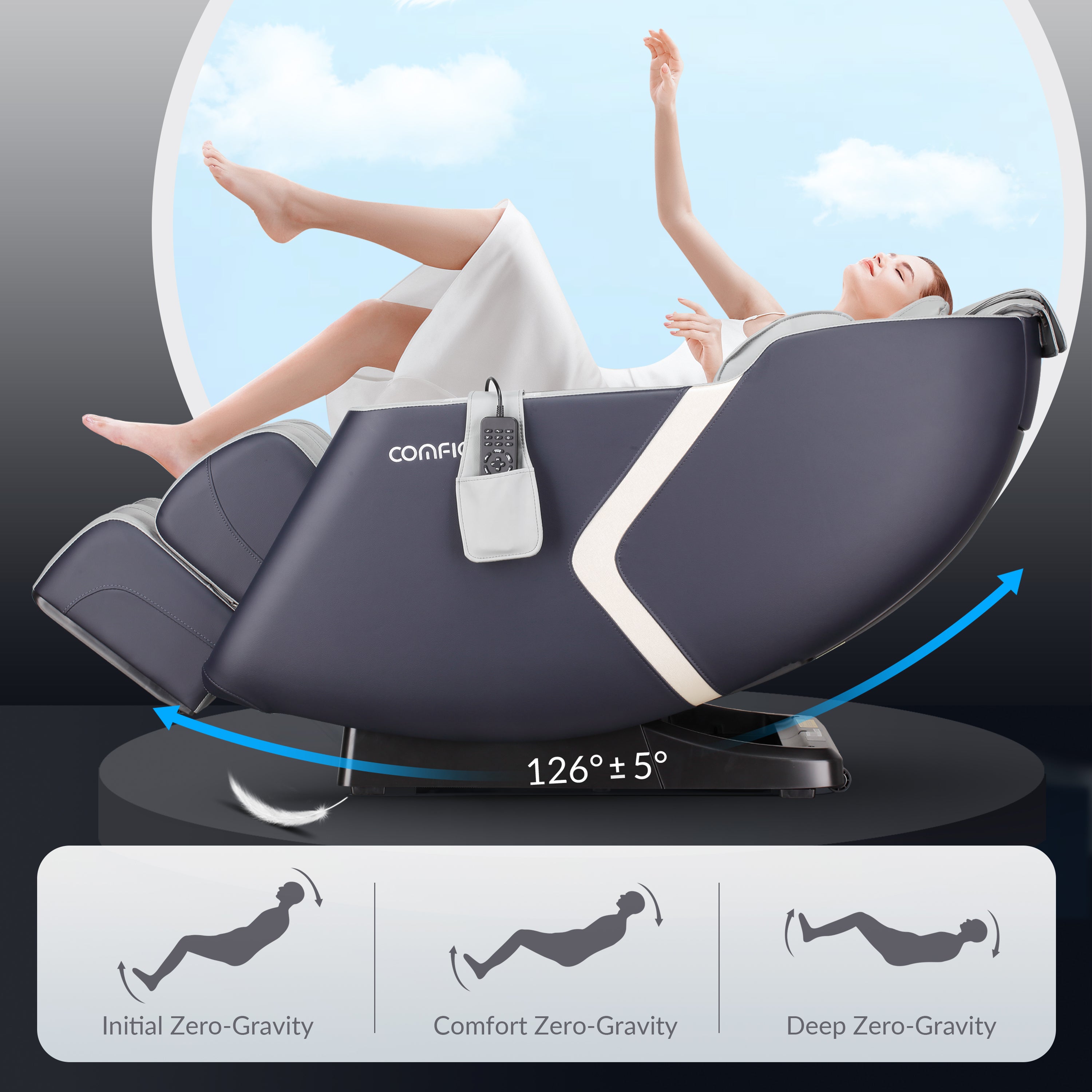 Comfier Massage Chair Recliner,Full Body Massage Recliner Chair, Zero Gravity,Bluetooth Speaker(BLUE)--CF-9212B