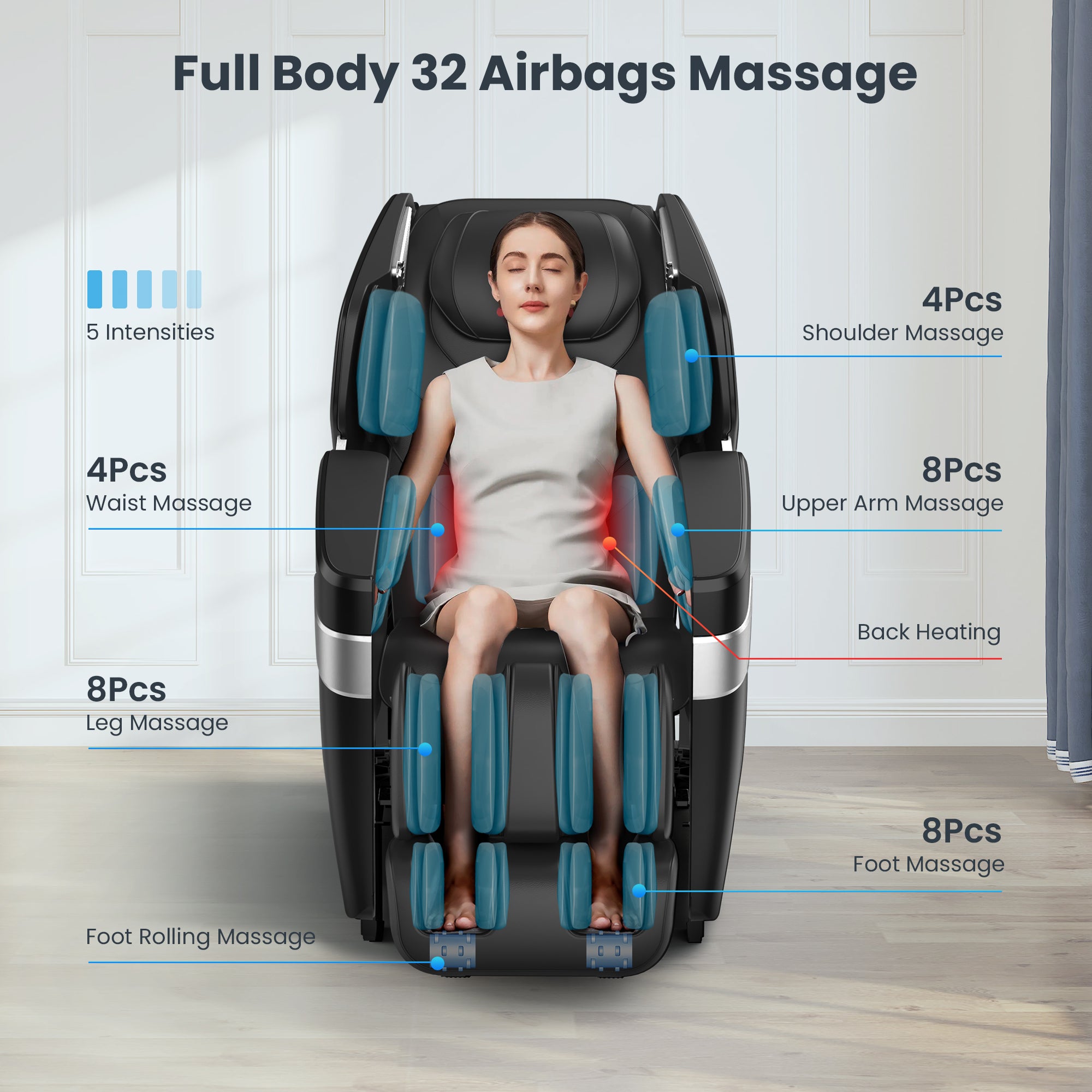COMFIER Zero Gravity Massage Chair Full Body, Electric Shiatsu Massage Chair Recliner with Foot and Sole Rollers, Built-in Heat Therapy Air Pressure Stretch Massage for Home Office- CF-9320