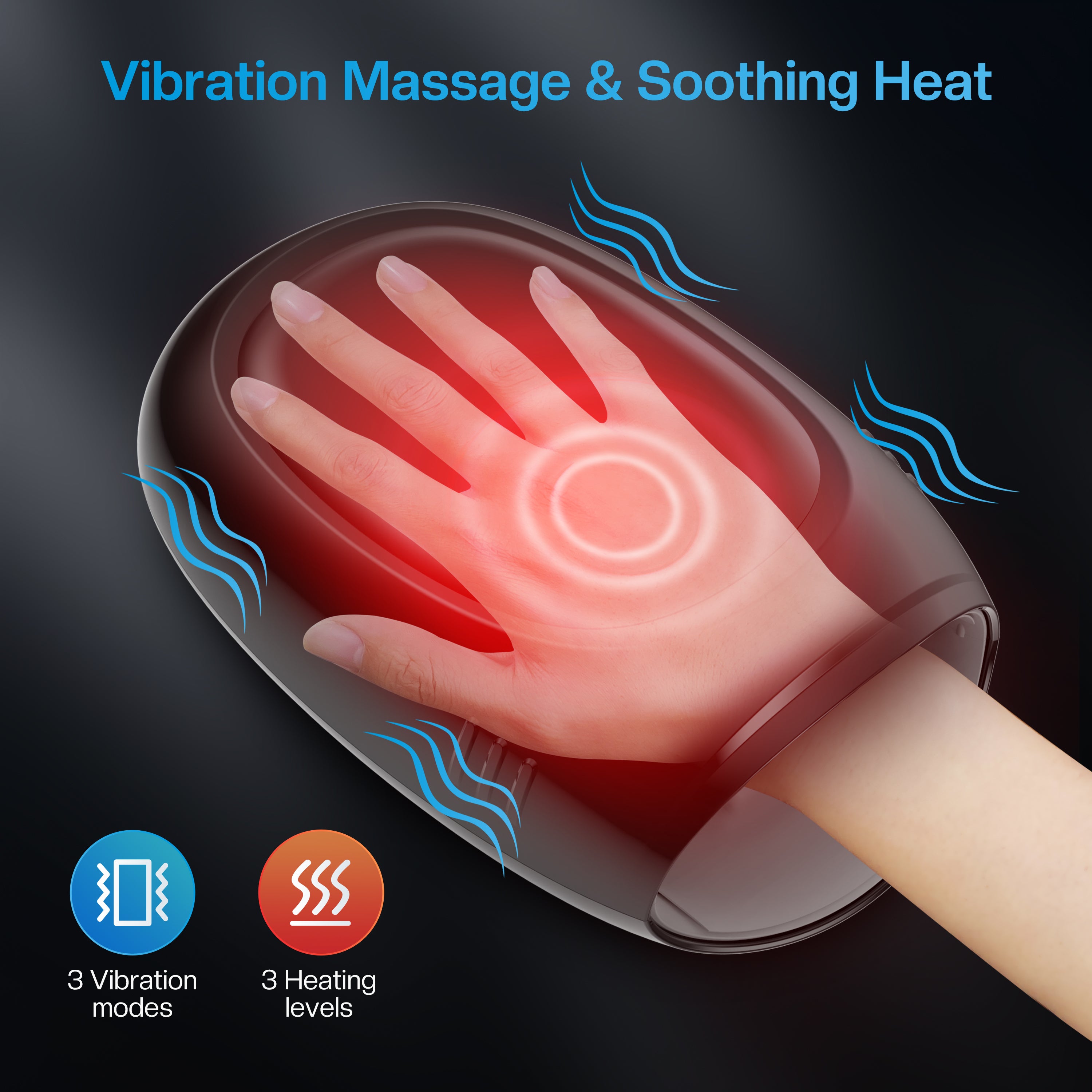 Comfier Electric Wireless Hand Massager with Heat & Compression((Colored packaging) -4101APP-BL-2
