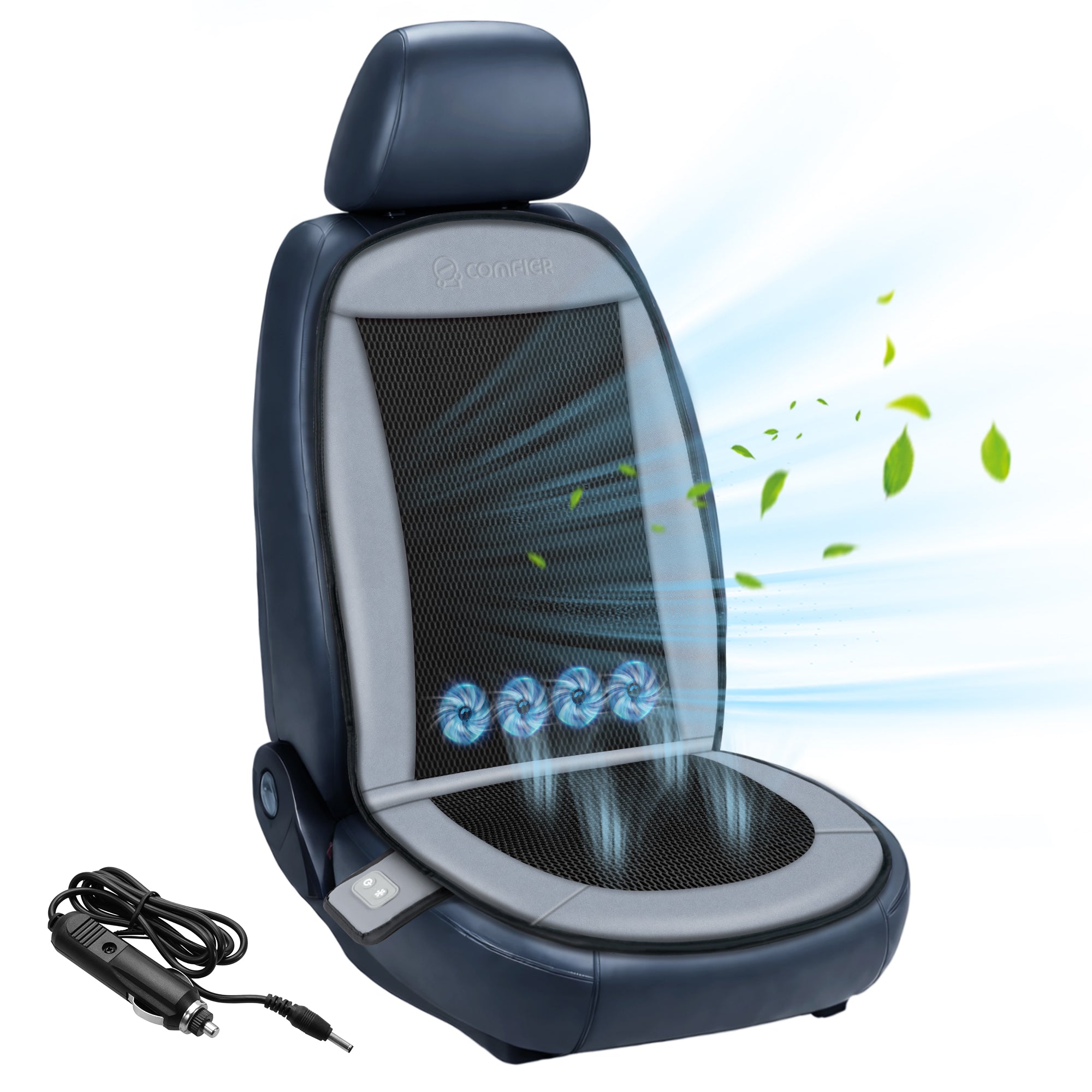 COMFIER Cooling Car Seat Covers Front Seats, Black 12V Cooling Car Seat Cushions CF-2417