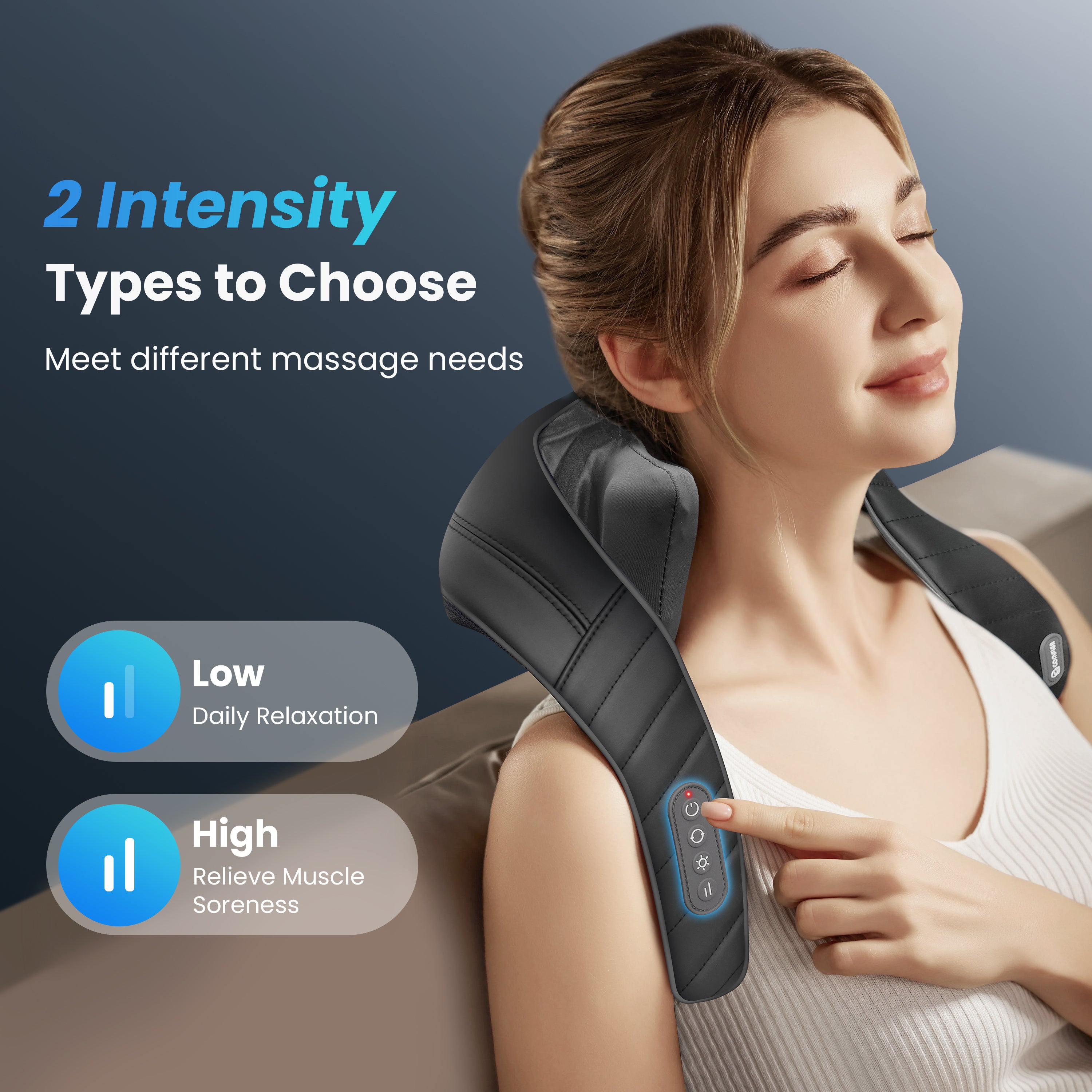 Shiatsu Neck and Shoulder Massager, 4D Deep Kneading Cordless Neck and Back Massager with Heat and Vibration CF-6811