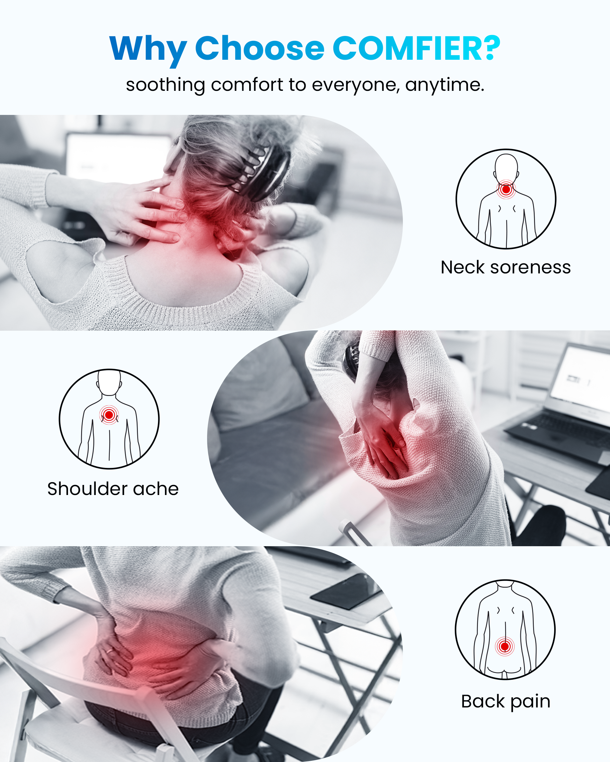 COMFIER Cordless Neck Massager with Heat, Vibration & Shiatsu Neck Back Massager for Pain Relief Deep Tissue, Rechargeable Shoulder Massager Pillow Portable CF-1228C