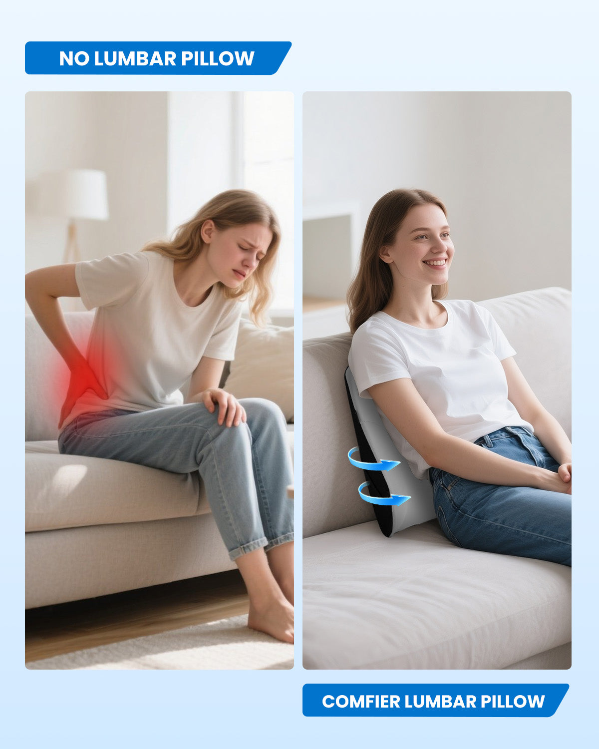 COMFIER Lumbar Support Pillow for Office Chair, Vibration Massage Back Support with Heat, Heated Back Lumbar Pillow for Chair Massager, for Car,Office Computer Gaming Chair-Gray CF-1428
