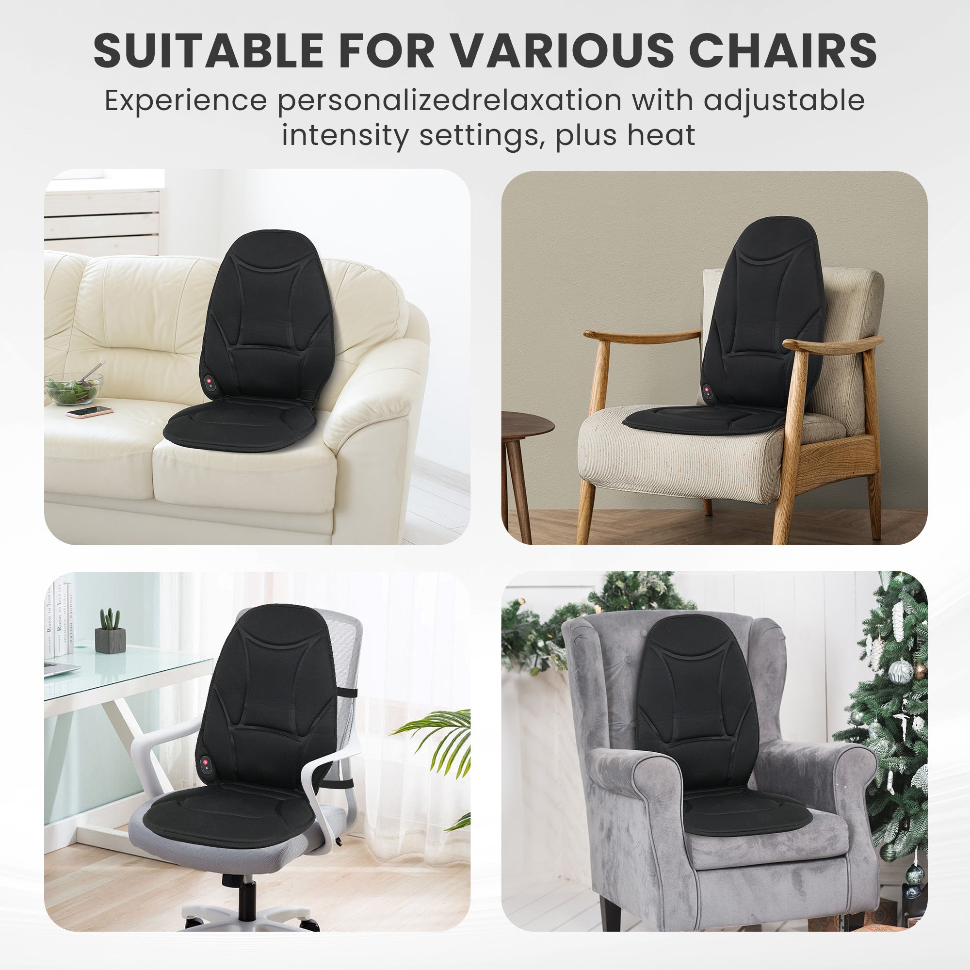 COMFIER Vibration Massage Chair Pad with Heat, Vibrating Massage Seat Cushion, Heated Chair Massager Pad for Back