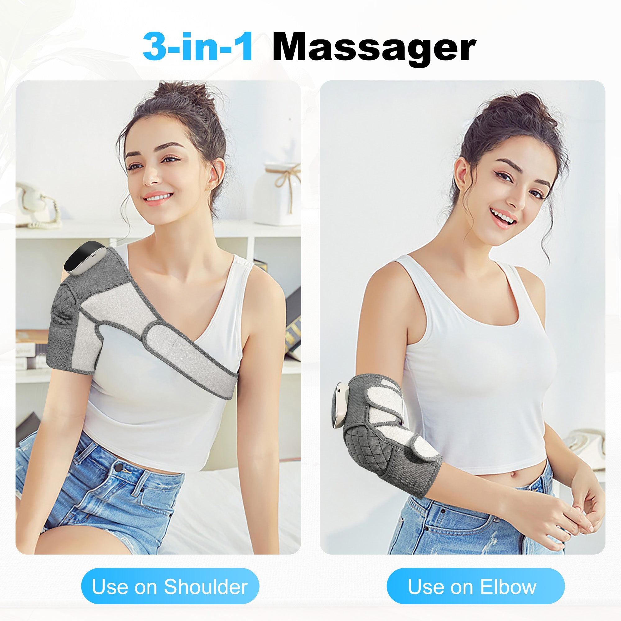 COMFIER Cordless Knee Massager with Heat, Vibration Knee Brace Wrap for Arthritis Pain Relief, 3-in-1 Heating Pad for Knee Shoulder Elbow, Knee Warmer, Electric Knee Support Pad Sleeve (Pair Pack) CF-5321