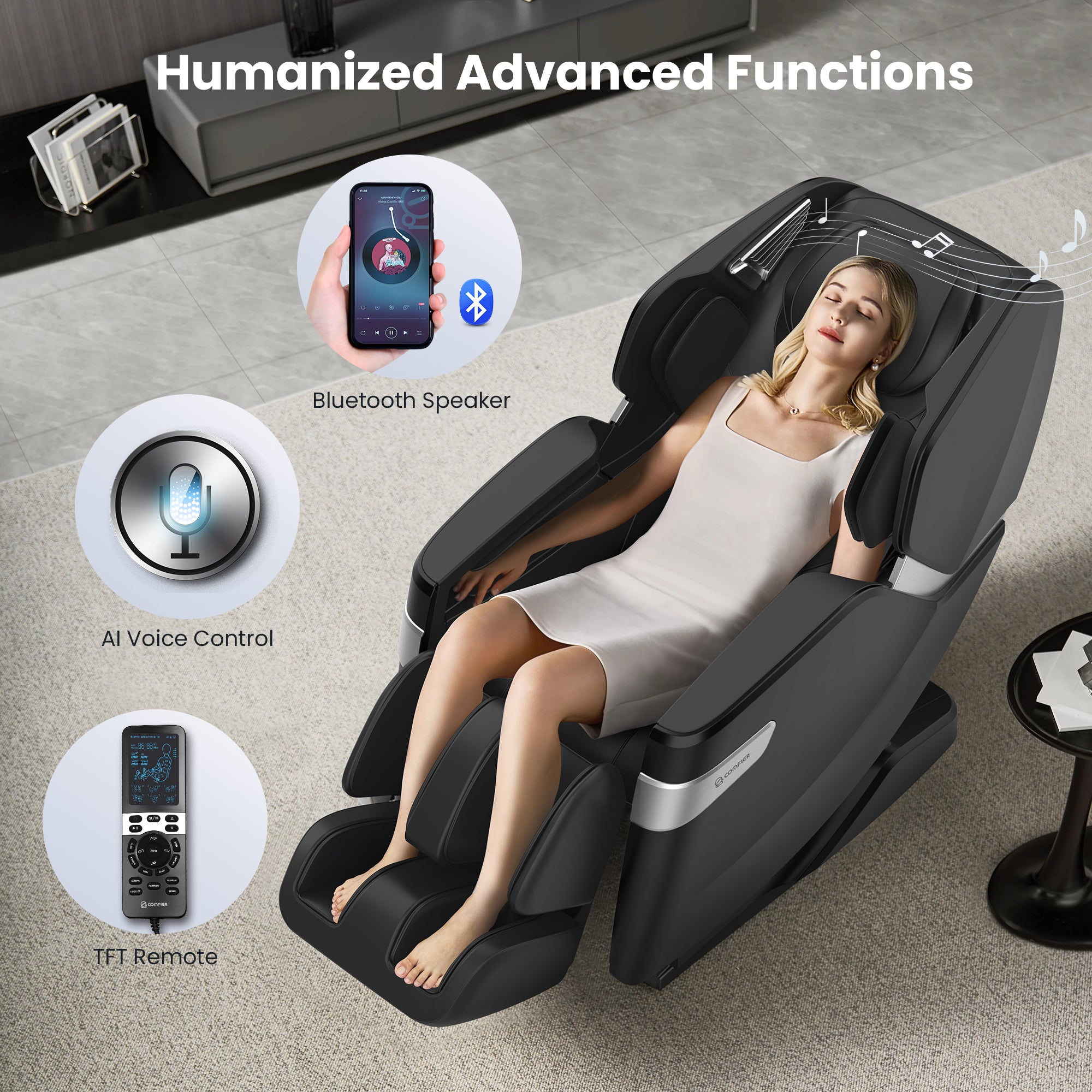 COMFIER Zero Gravity Massage Chair Full Body, Electric Shiatsu Massage Chair Recliner with Foot and Sole Rollers, Built-in Heat Therapy Air Pressure Stretch Massage for Home Office- CF-9320
