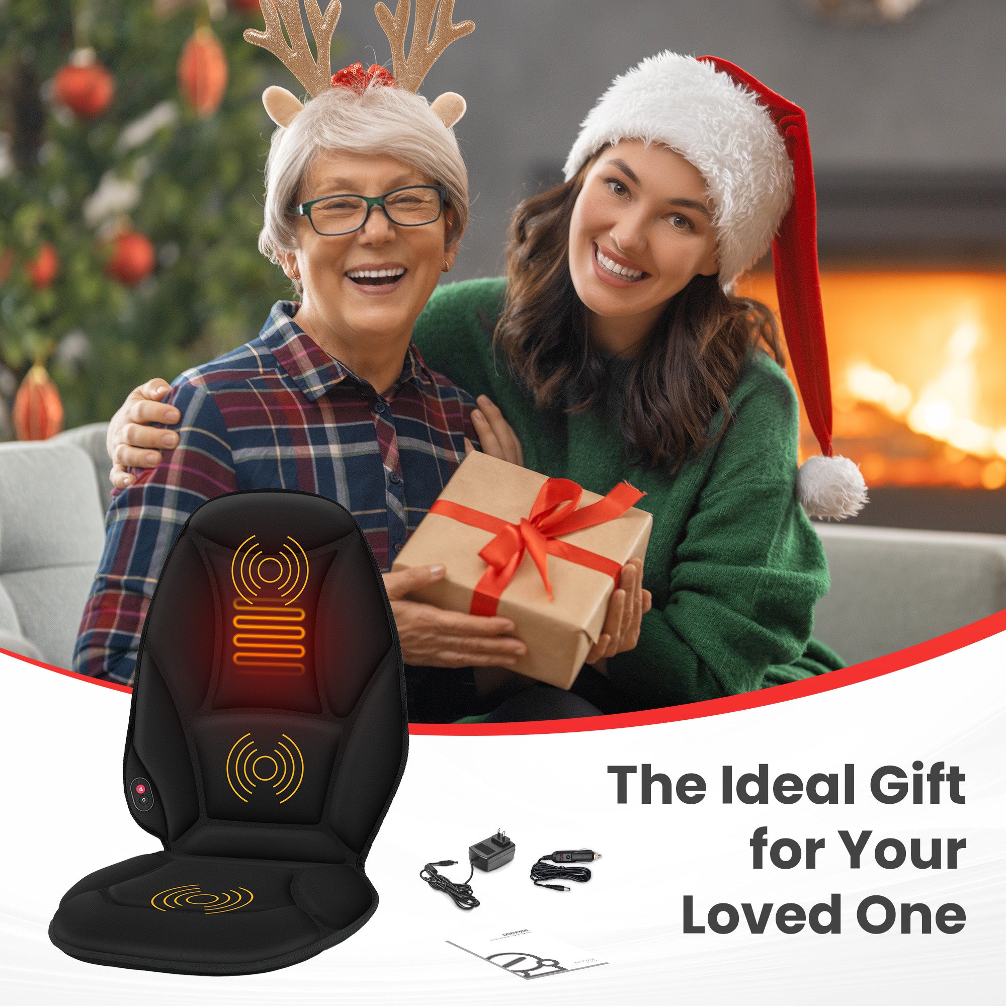 COMFIER Vibration Massage Chair Pad with Heat, Vibrating Massage Seat Cushion, Heated Chair Massager Pad for Back