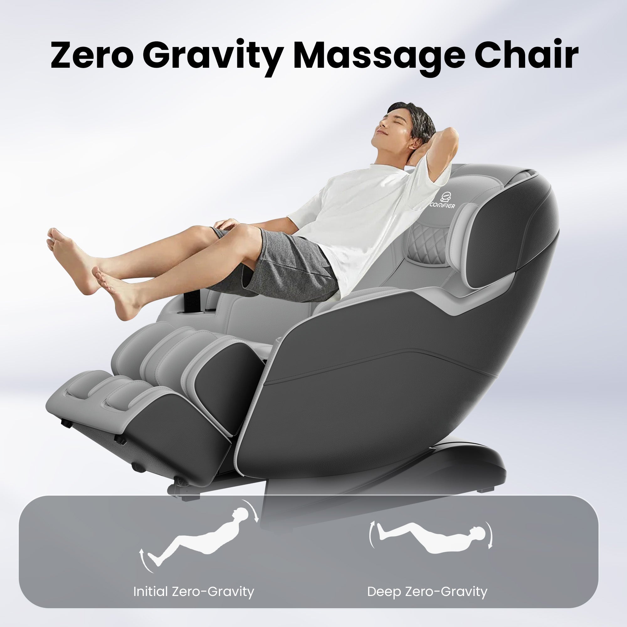 COMFIER Zero Gravity Massage Chair, SL Track Shiatsu Massage Chair Recliner, Body Scan Massage Chair Full Body with 30 Airbags Foot Massage Stretch Massage Heating Bluetooth-CF-9317