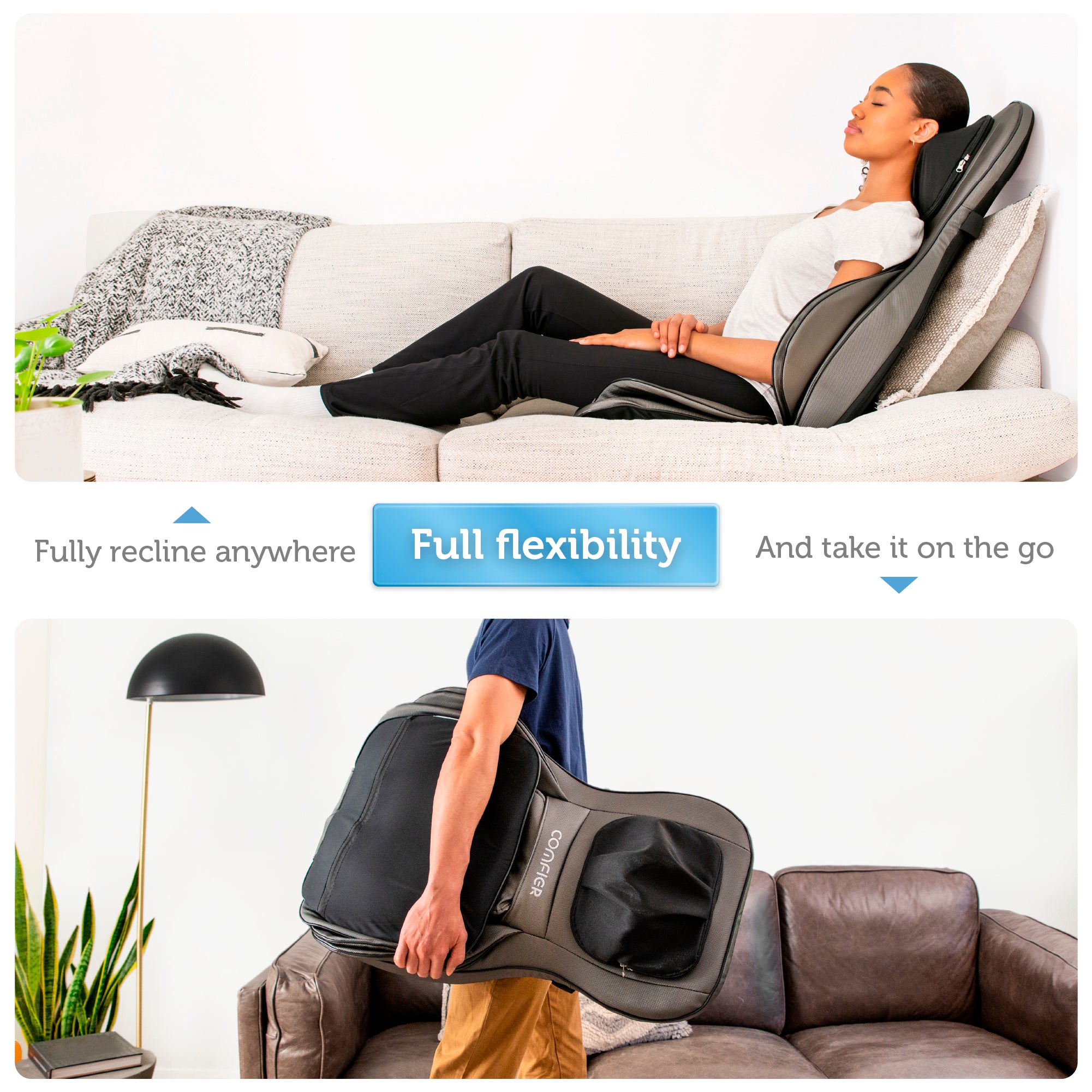 Comfier Adjustable Air Compress & Shiatsu Neck & Back Massager – 2D/3D  Kneading Full Back Massager with Heat