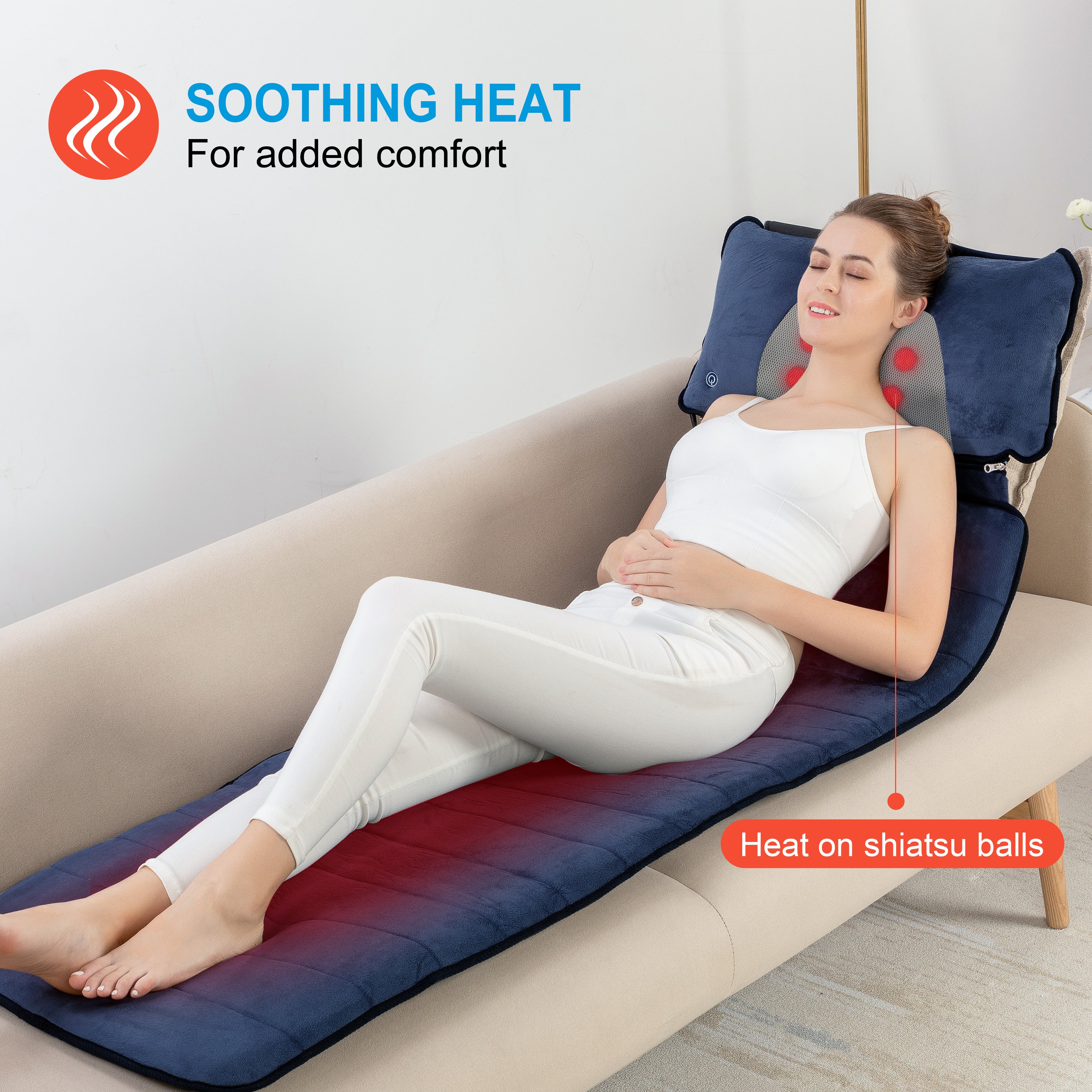 COMFIERVibrating Full Body Back Massager with Detachable Shiatsu Neck Massage Pillow, Massager Mat with APP CF-3603U-APP