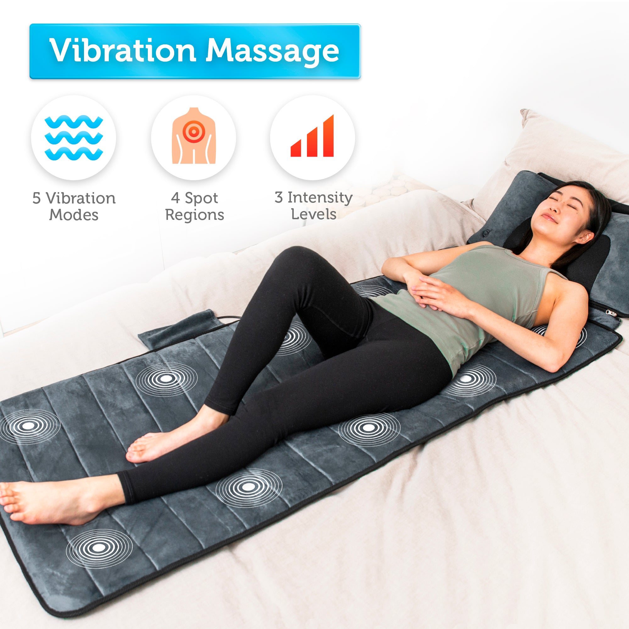 Comfier Massage Mat, Full Body Heated Massage Pad with Movable Shiatsu Neck Massage Pillow - 3603u, USA