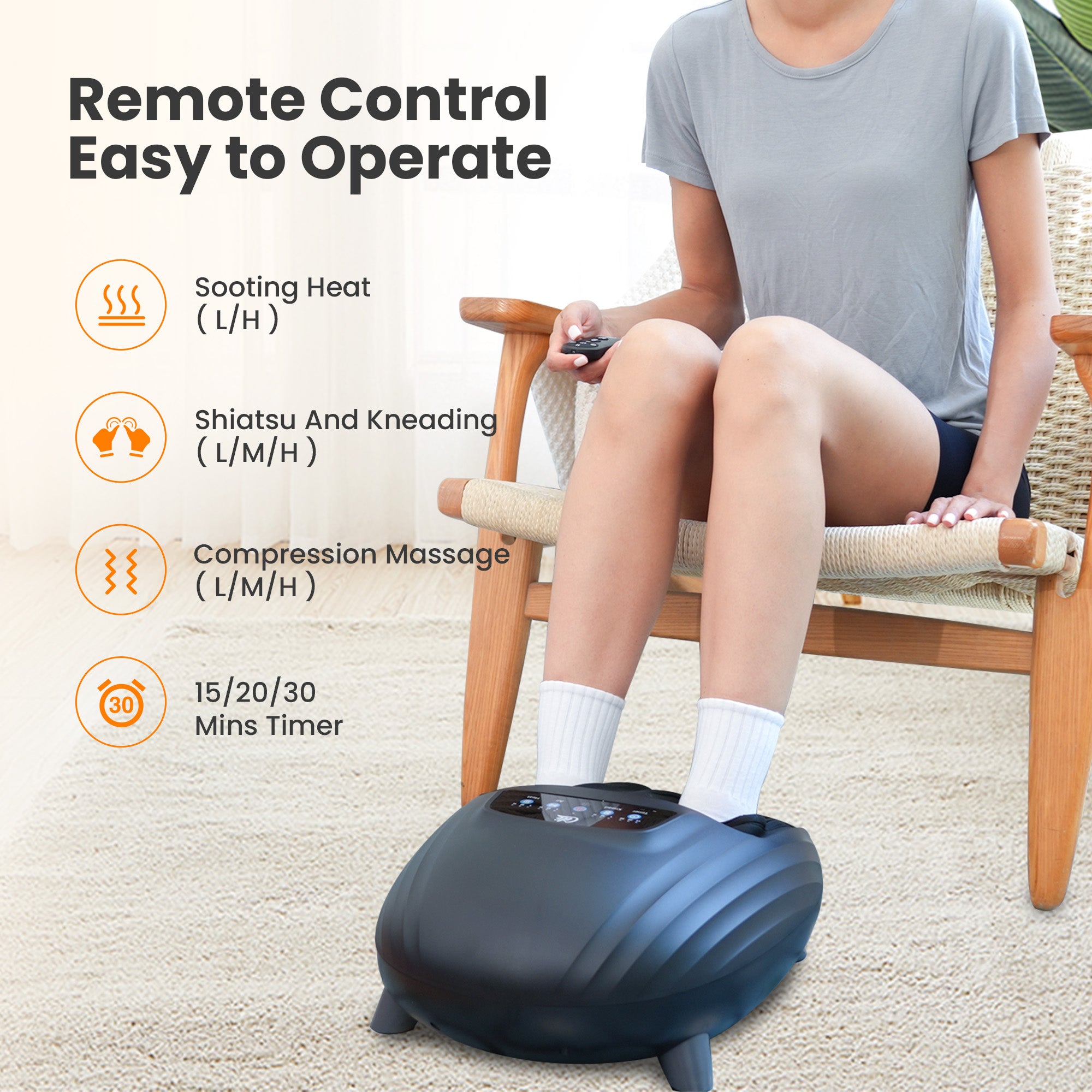 CiLi CILI Foot Massager with Heat, Shiatsu Feet Massage Machine for Plantar Fasciitis Neuropathy, Sole & Instep Heating, Remote Control CL-5325