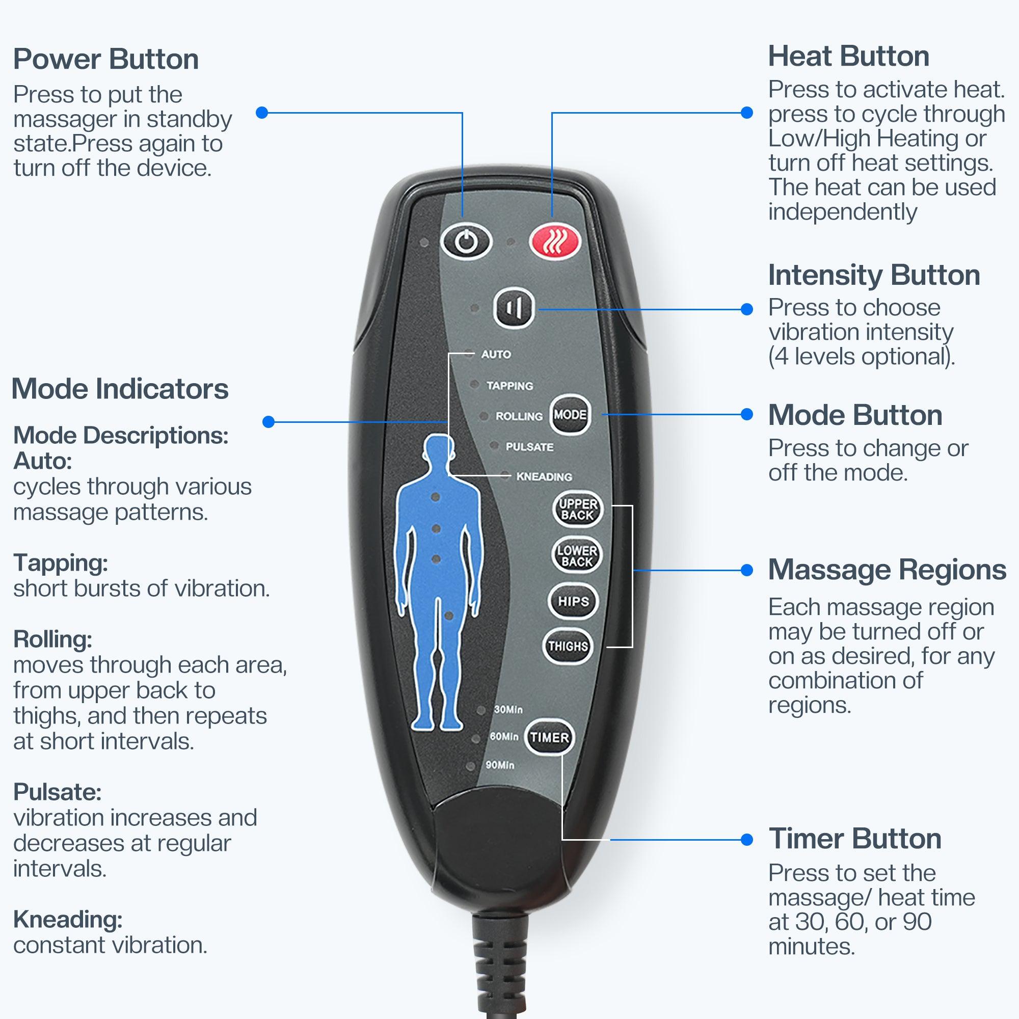 CiLi CILI Massage Chair Pad,Back Massage with Heat,Massage Pad with 10 Vibration Motors, Massage Chair for Home&Office Use CL-2613
