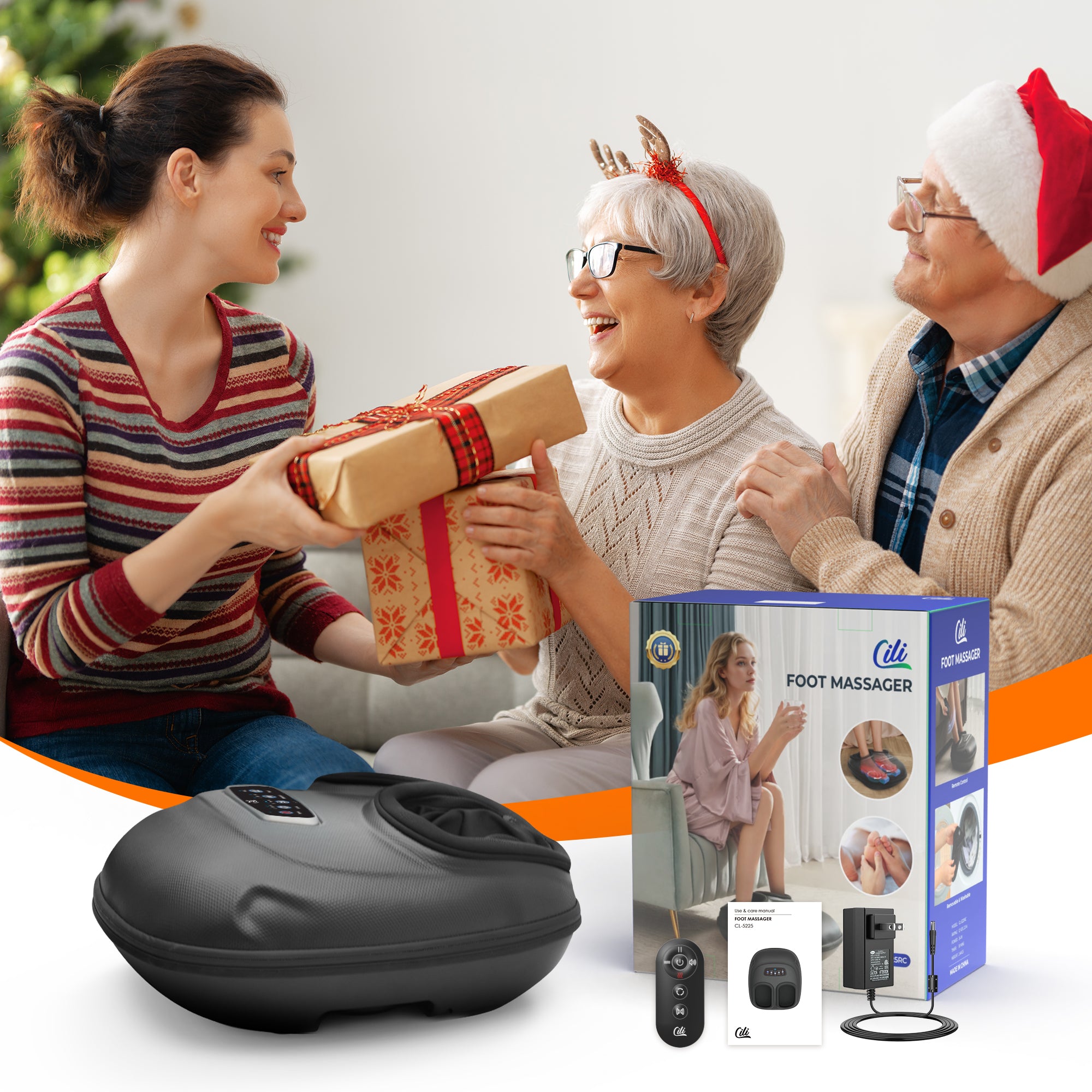 CiLi Foot Massager CILI Shiatsu Foot Massager Machine with Heat, Feet Massager for Plantar Fasciitis Neuropathy, Soles & Instep Heating, Remote Control CL-5225RC