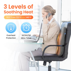 CiLi Lumbar Support & Massager CILI Heated Lumbar Support Pillow for Office Chair, Ergonomic Back Support Cushion with Vibration, Memory Foam Chair Back Massager CL-1307
