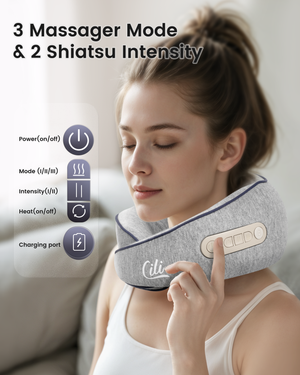 CiLi Neck Massager CiLi Cordless Neck Massager Pillow with Heat, Shiatsu Neck Massager for Pain Relief Deep Tissue, Neck Travel Pillow, 3 Adjustable Intensity CL-6476