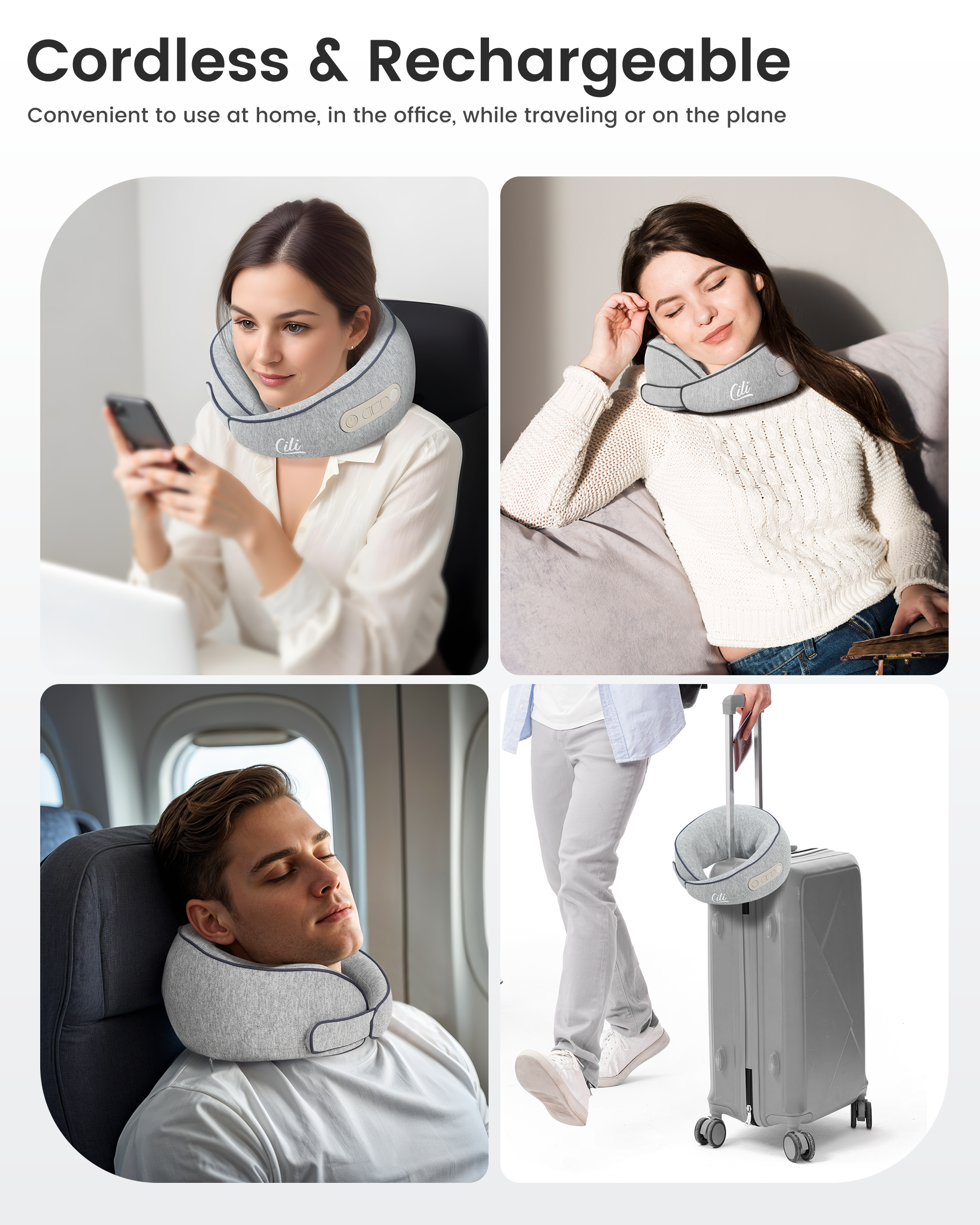 CiLi Neck Massager CiLi Cordless Neck Massager Pillow with Heat, Shiatsu Neck Massager for Pain Relief Deep Tissue, Neck Travel Pillow, 3 Adjustable Intensity CL-6476