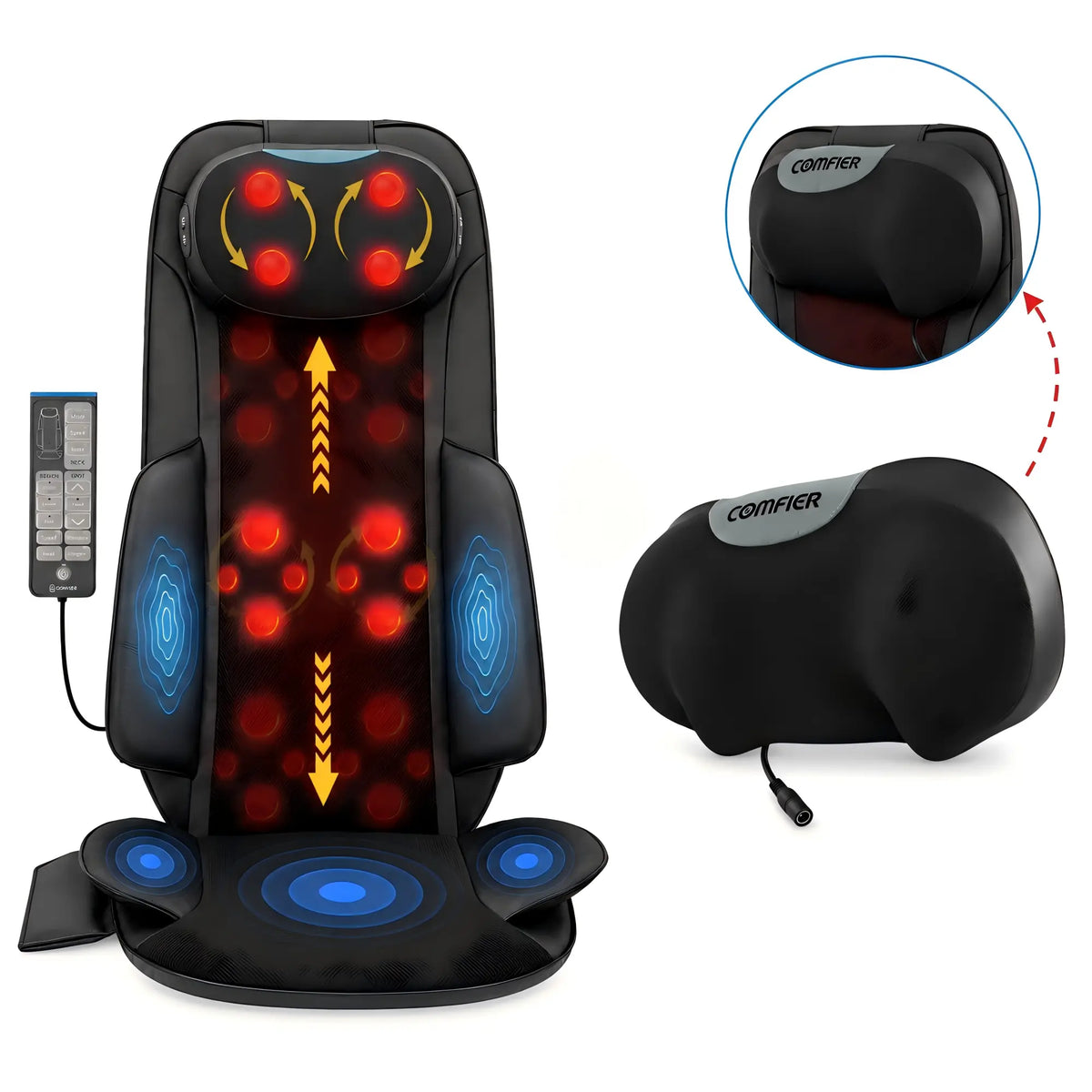 COMFIER 2523 massage chair pad with detachable neck massager pillow