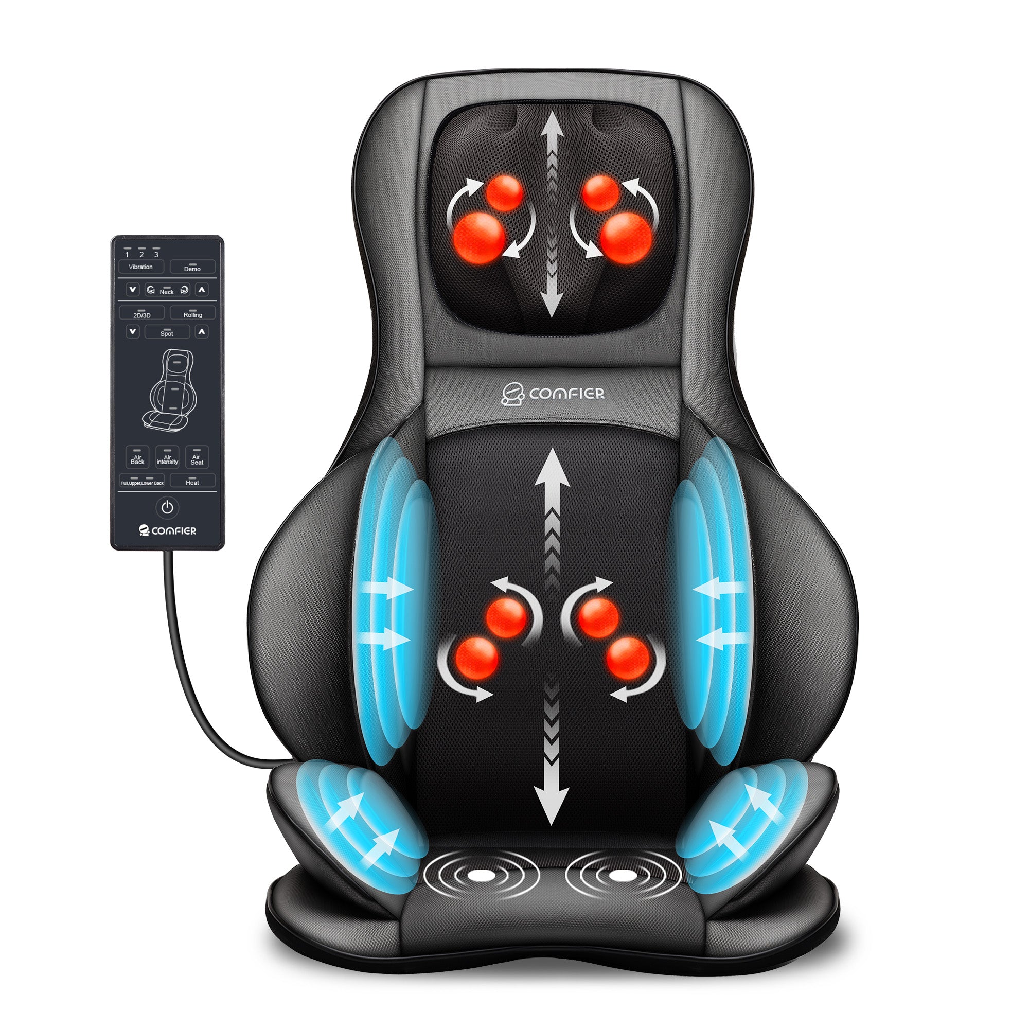 Comfier Back Massager Black Neck & Back Massager with Air Compress & Shiatsu CF-2309