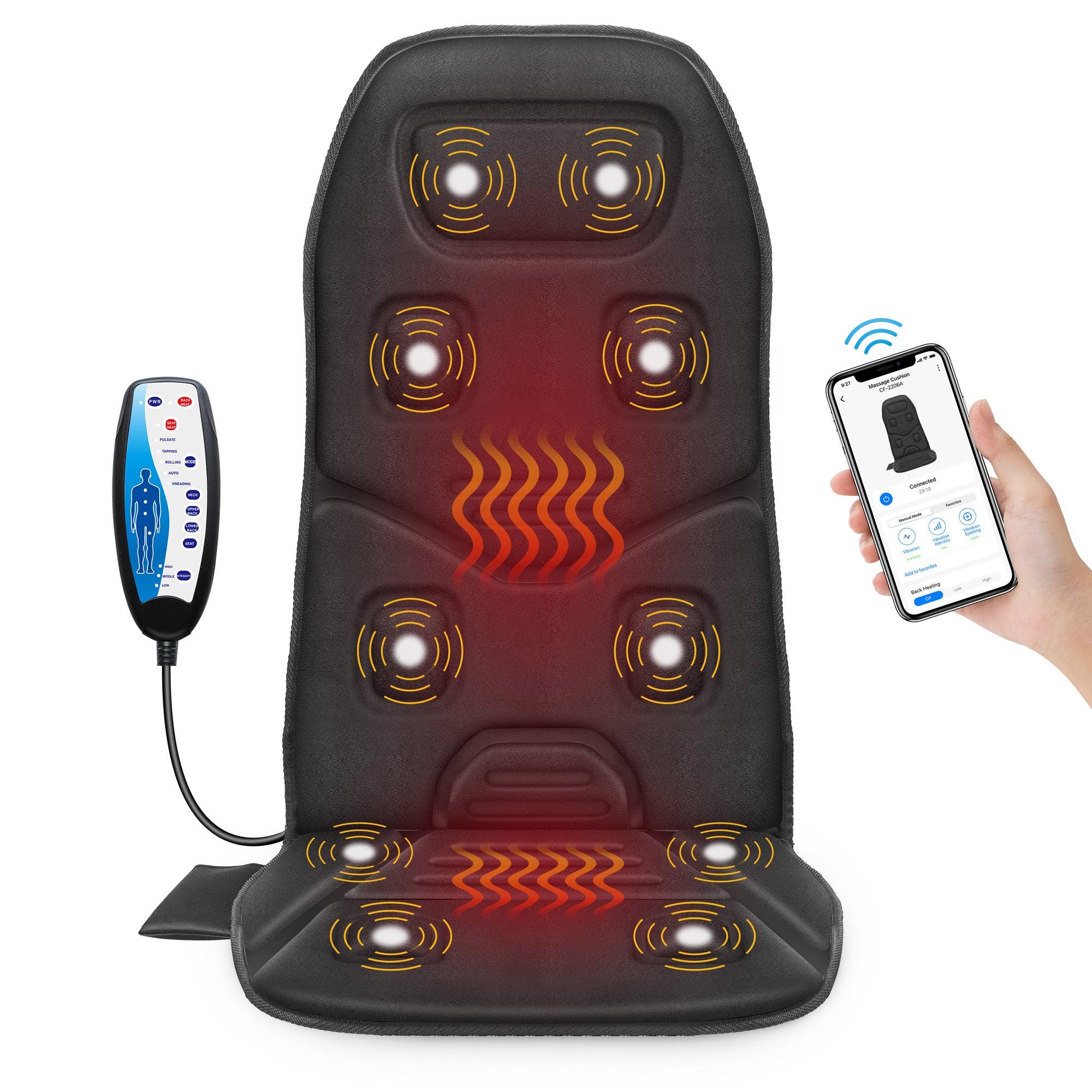 Comfier Back Massager Black / With APP-Control Comfier Vibration Back Massage Cushion with Heat, Massage Pad for Home or Office Chair CF-2206
