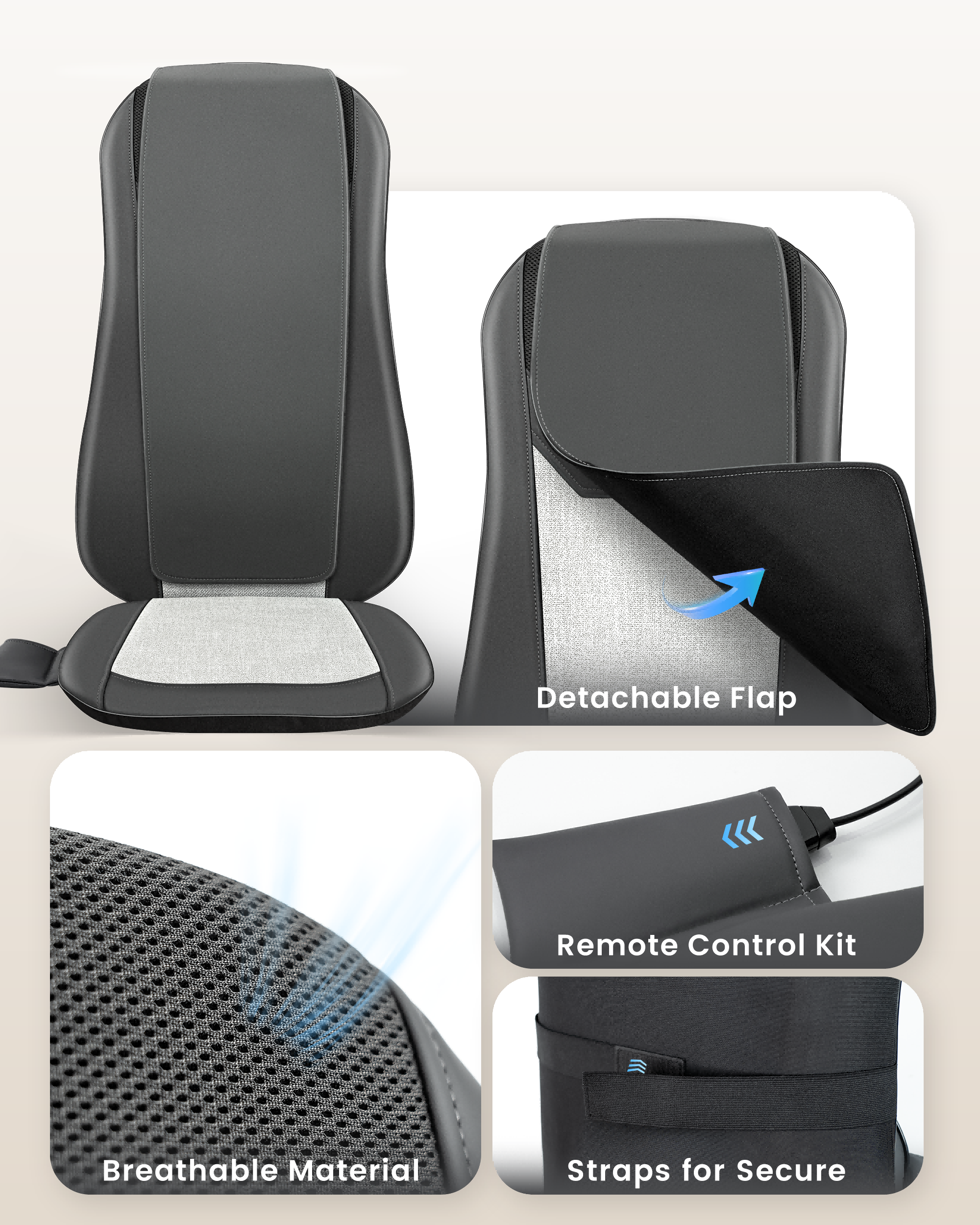 Comfier Back Massager Comfier Back Massager with Heat, Full Back Massager for Chair with 2 Shiatsu Speeds, Heated Chair Massage Pad with Spot ,Massage Seat Pad for Home Office use CF-2405